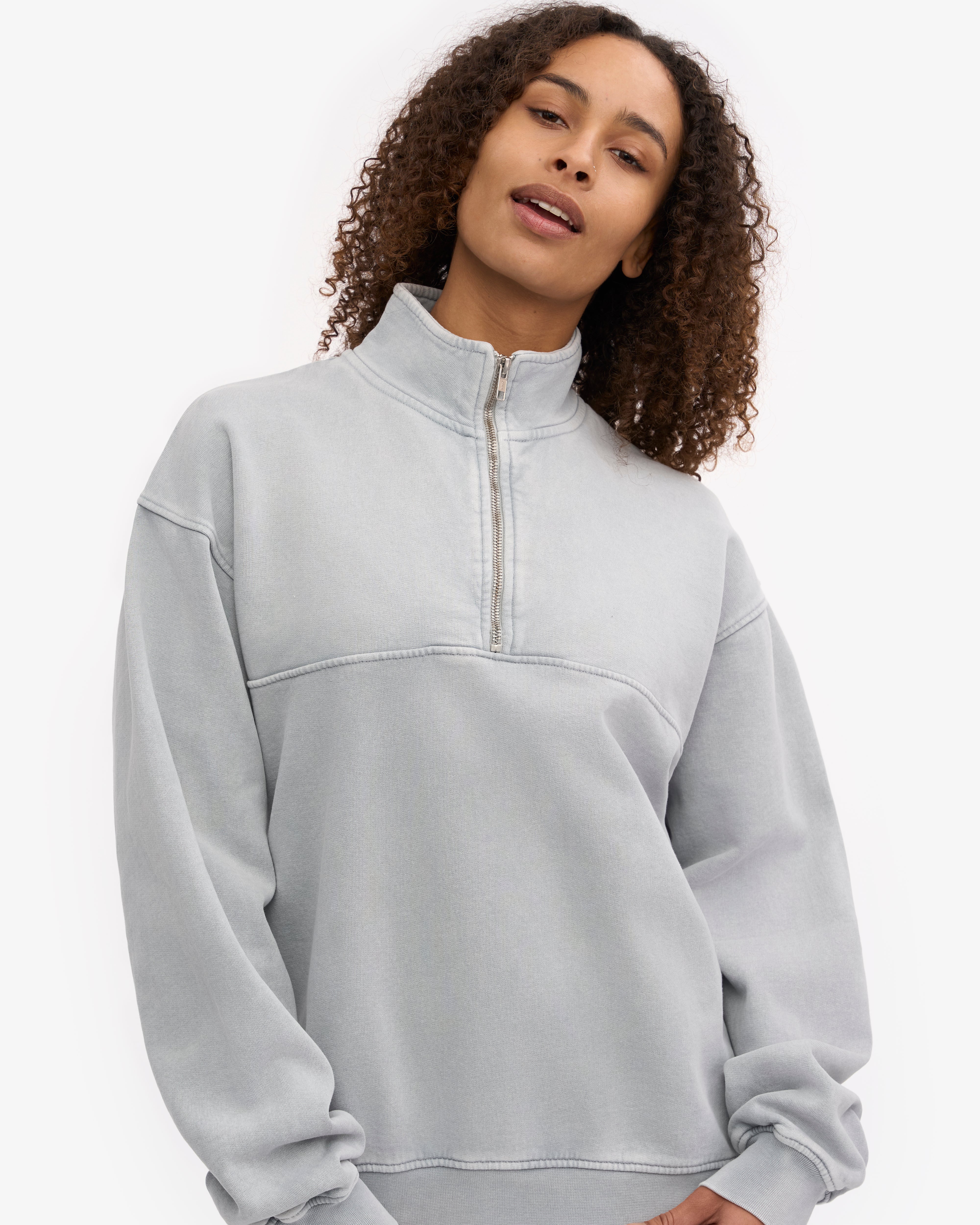 Organic Quarter Zip - Faded Grey