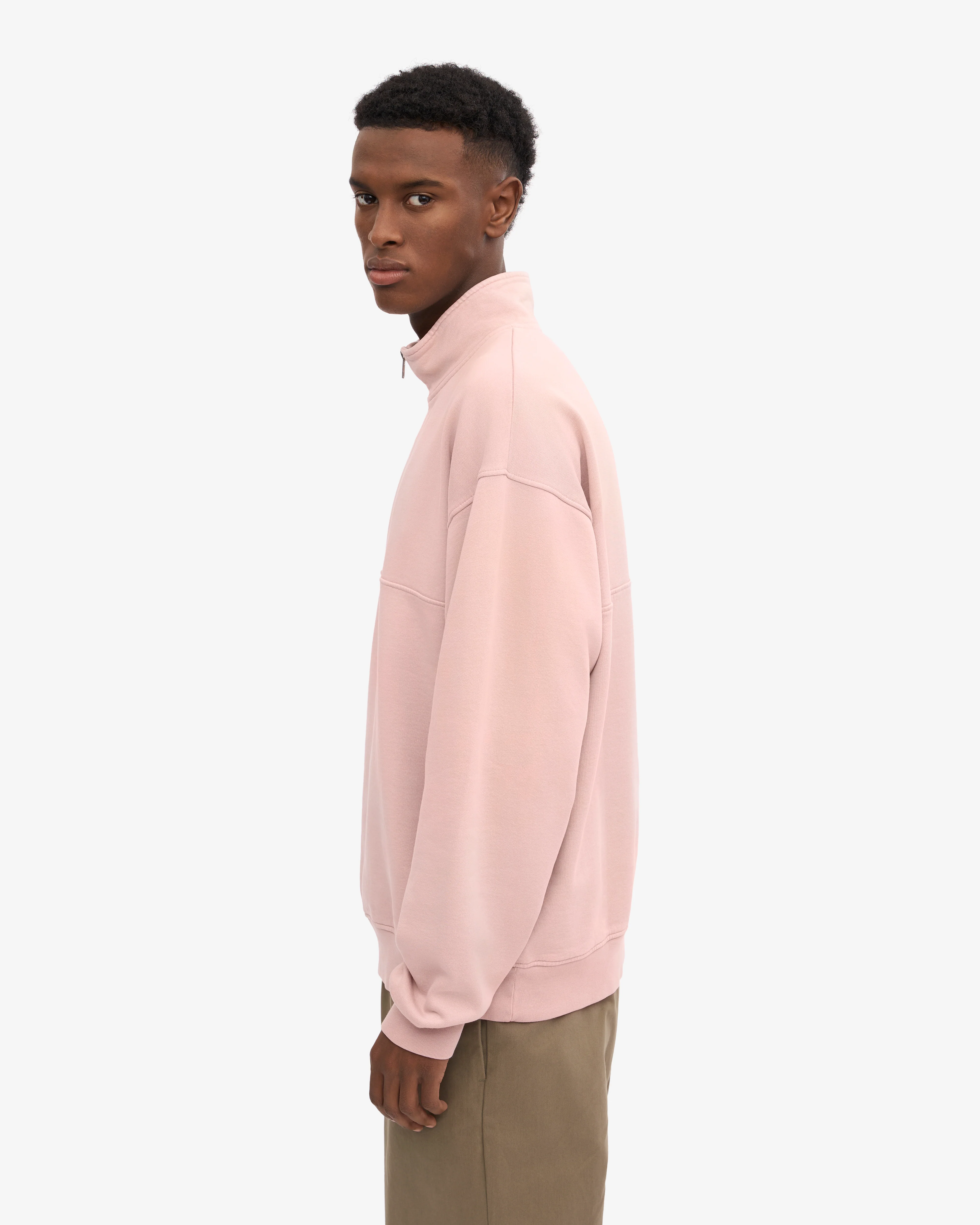 Organic Quarter Zip - Faded Pink