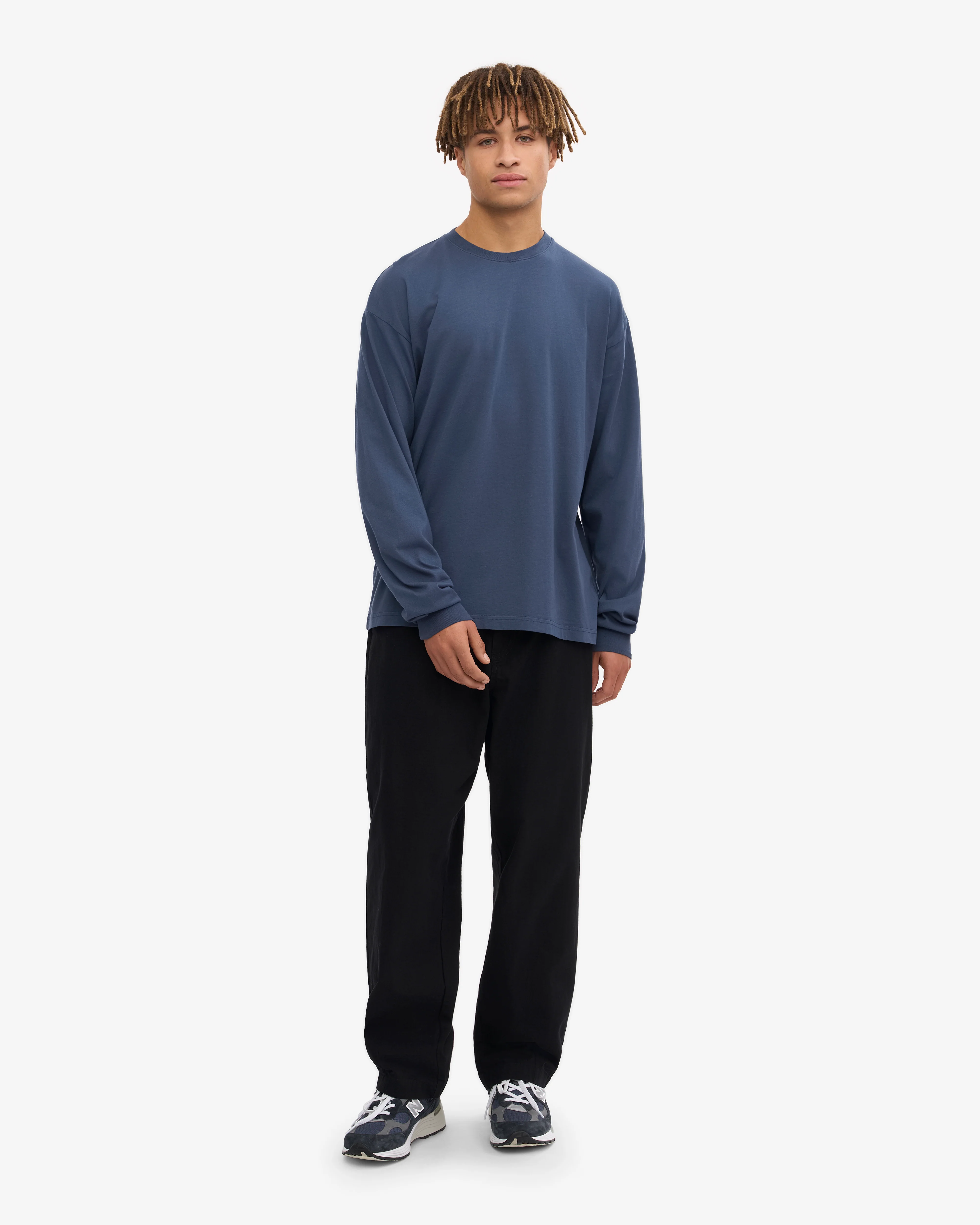 Oversized Organic LS T-Shirt - Petrol Blue