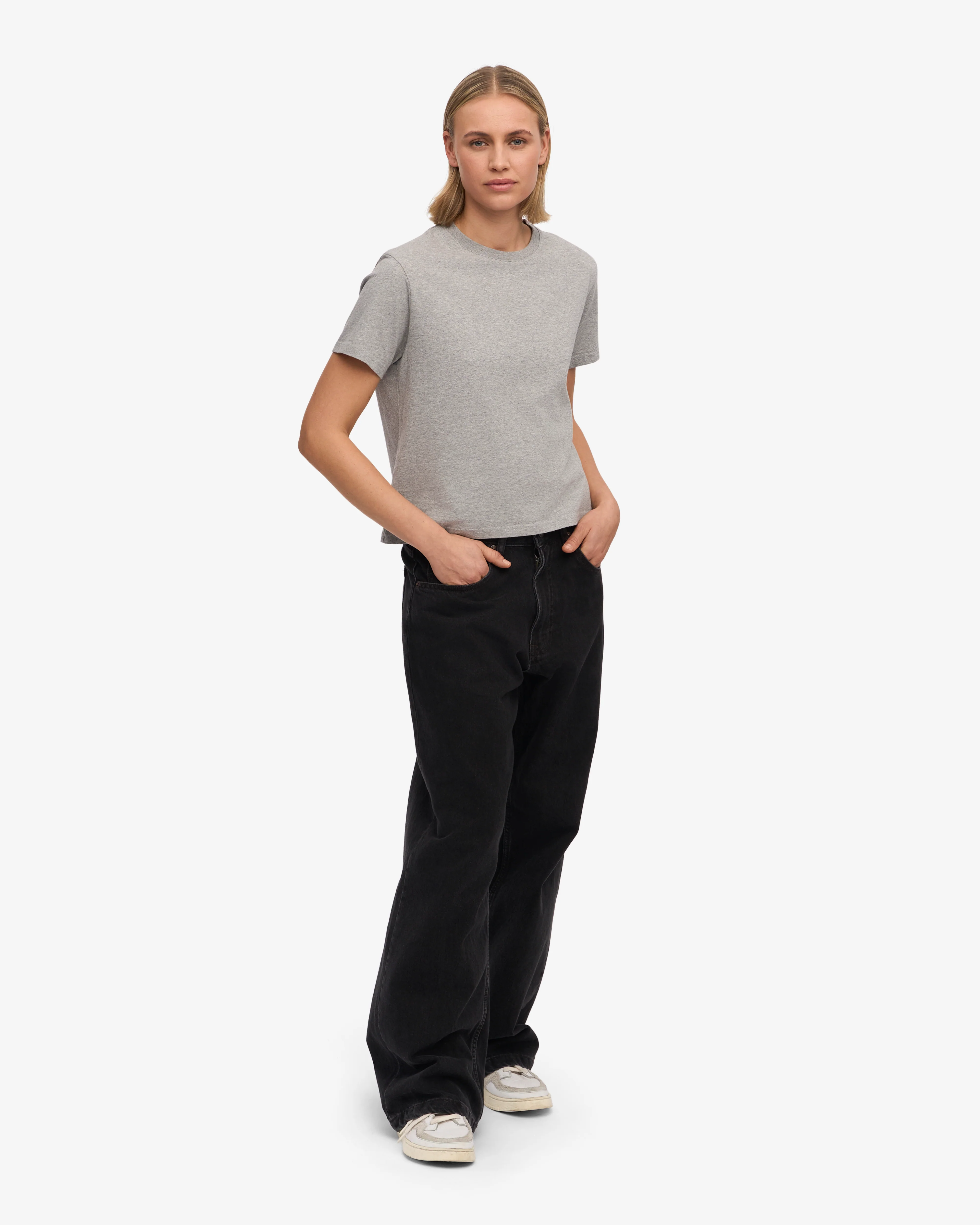 Organic Boxy Crop Tee - Heather Grey