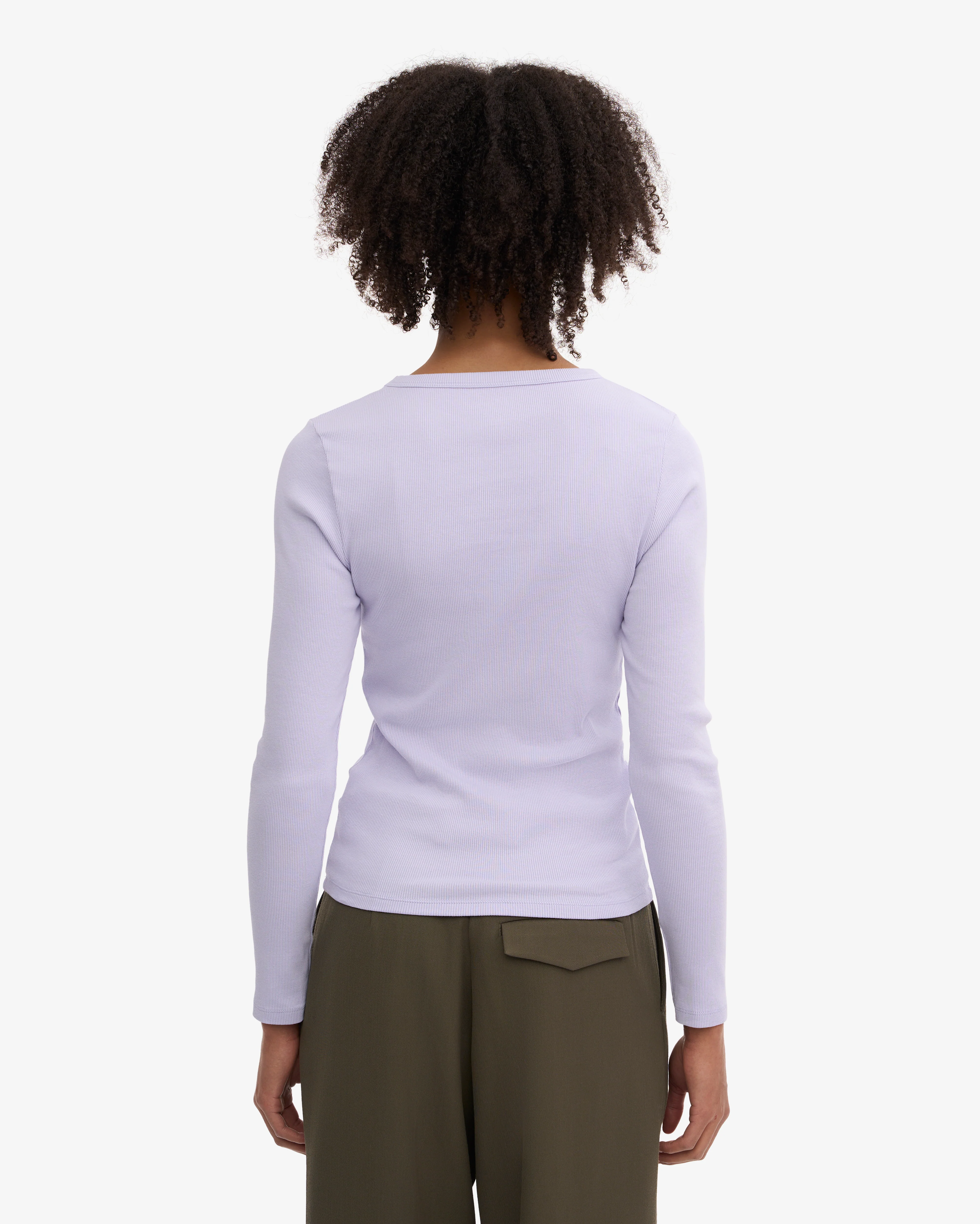 Women Organic Rib LS T-Shirt - Soft Lavender