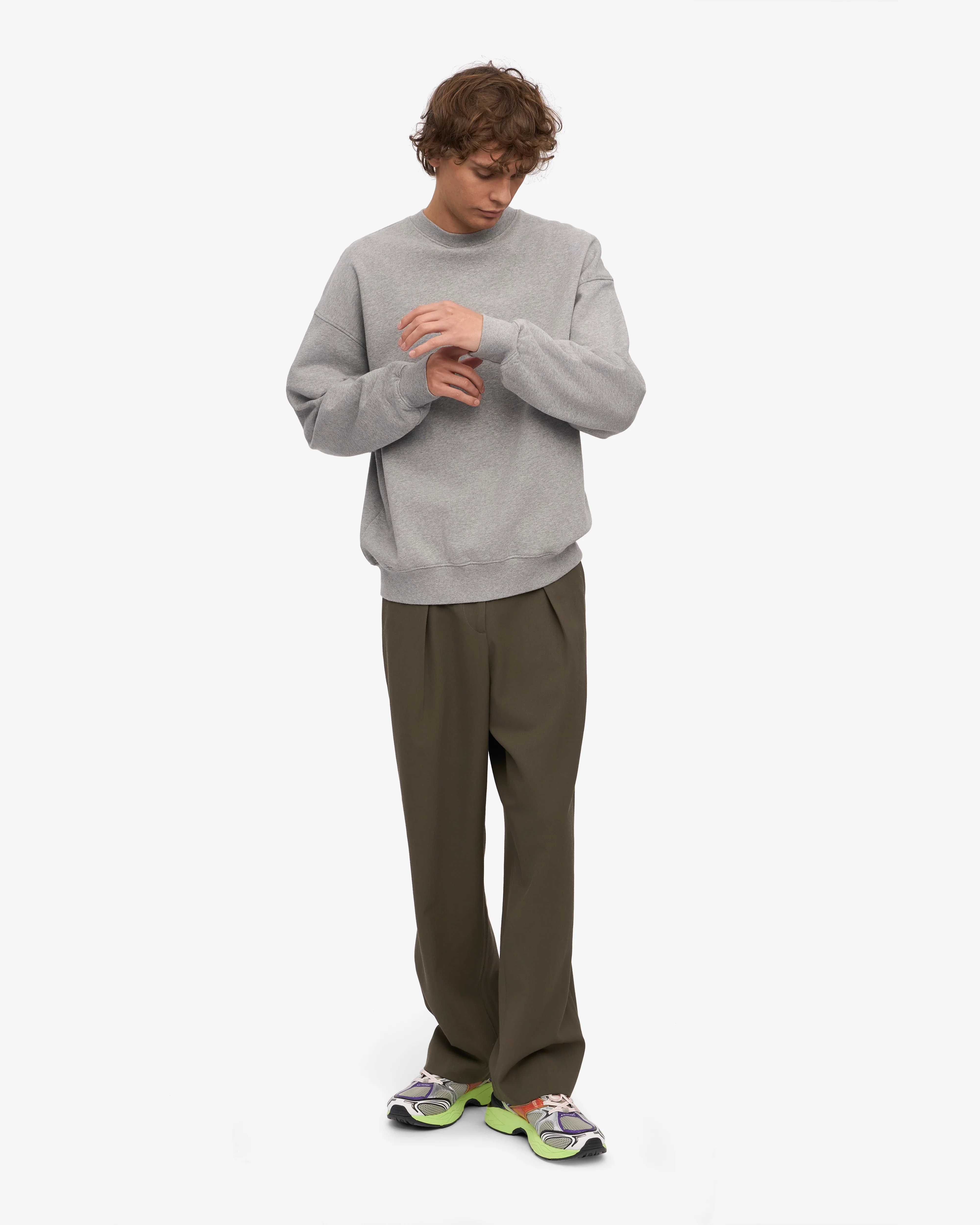 Organic Oversized Crew - Heather Grey