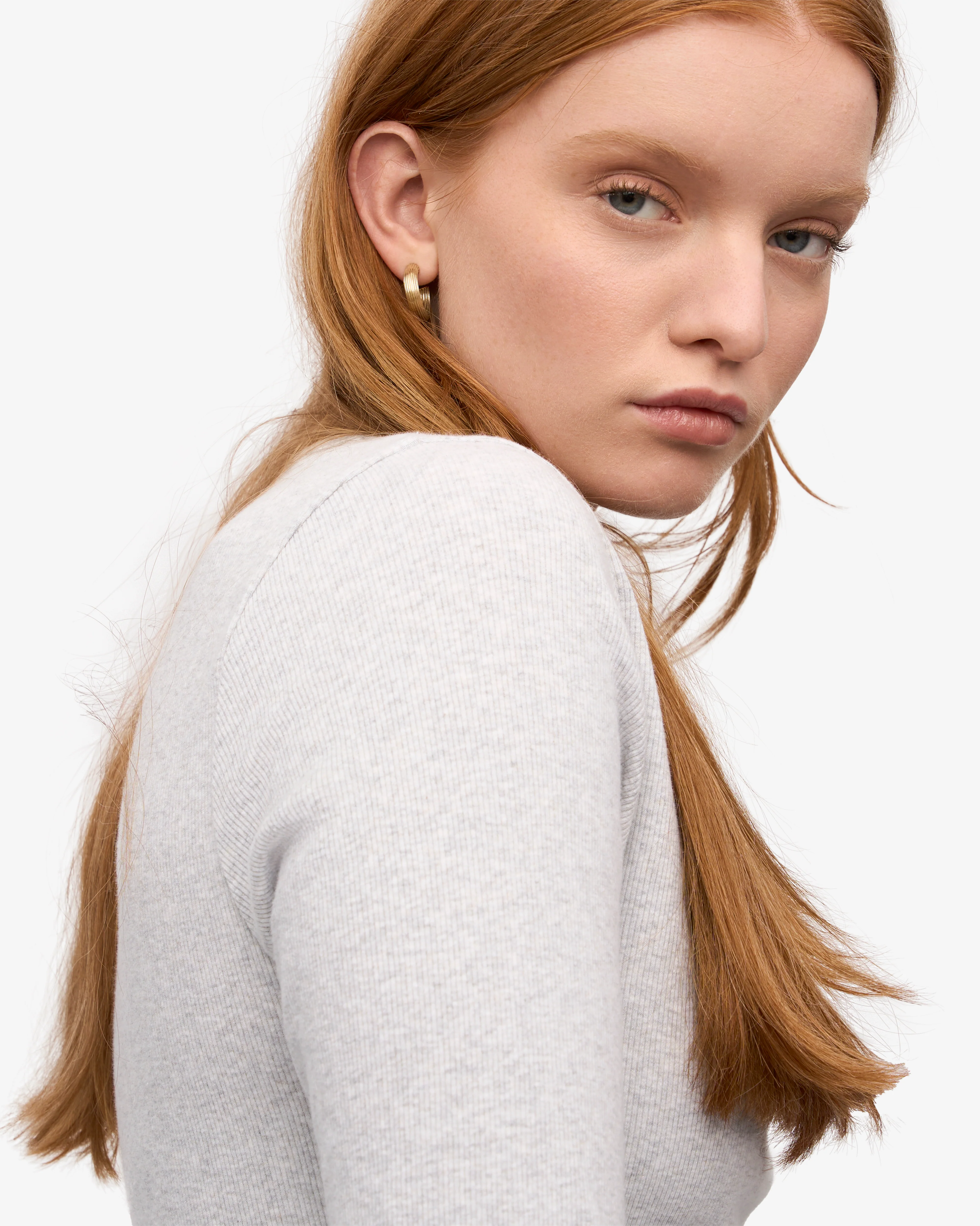 Women Organic Rib LS T-Shirt - Snow Melange