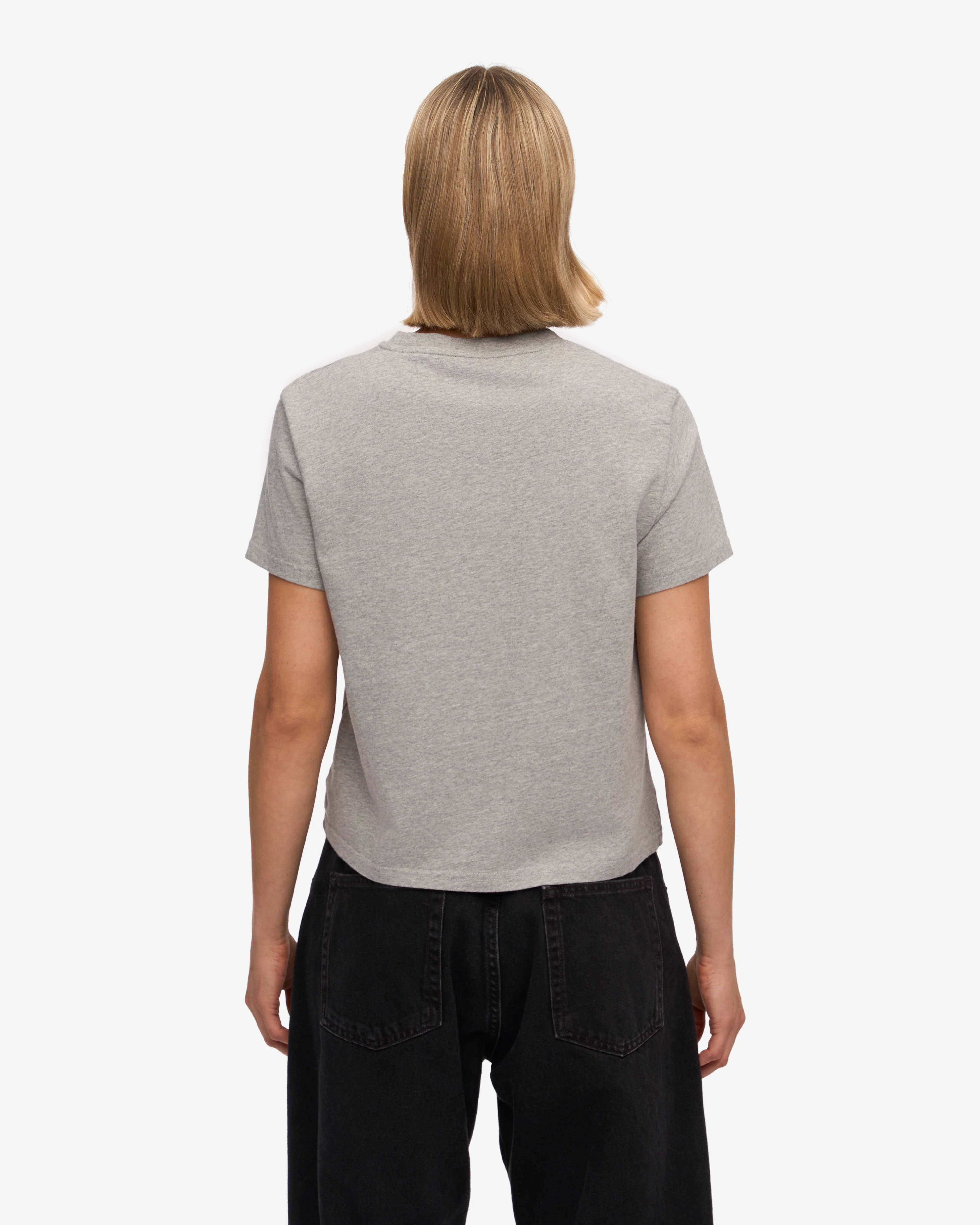 Organic Boxy Crop Tee - Heather Grey