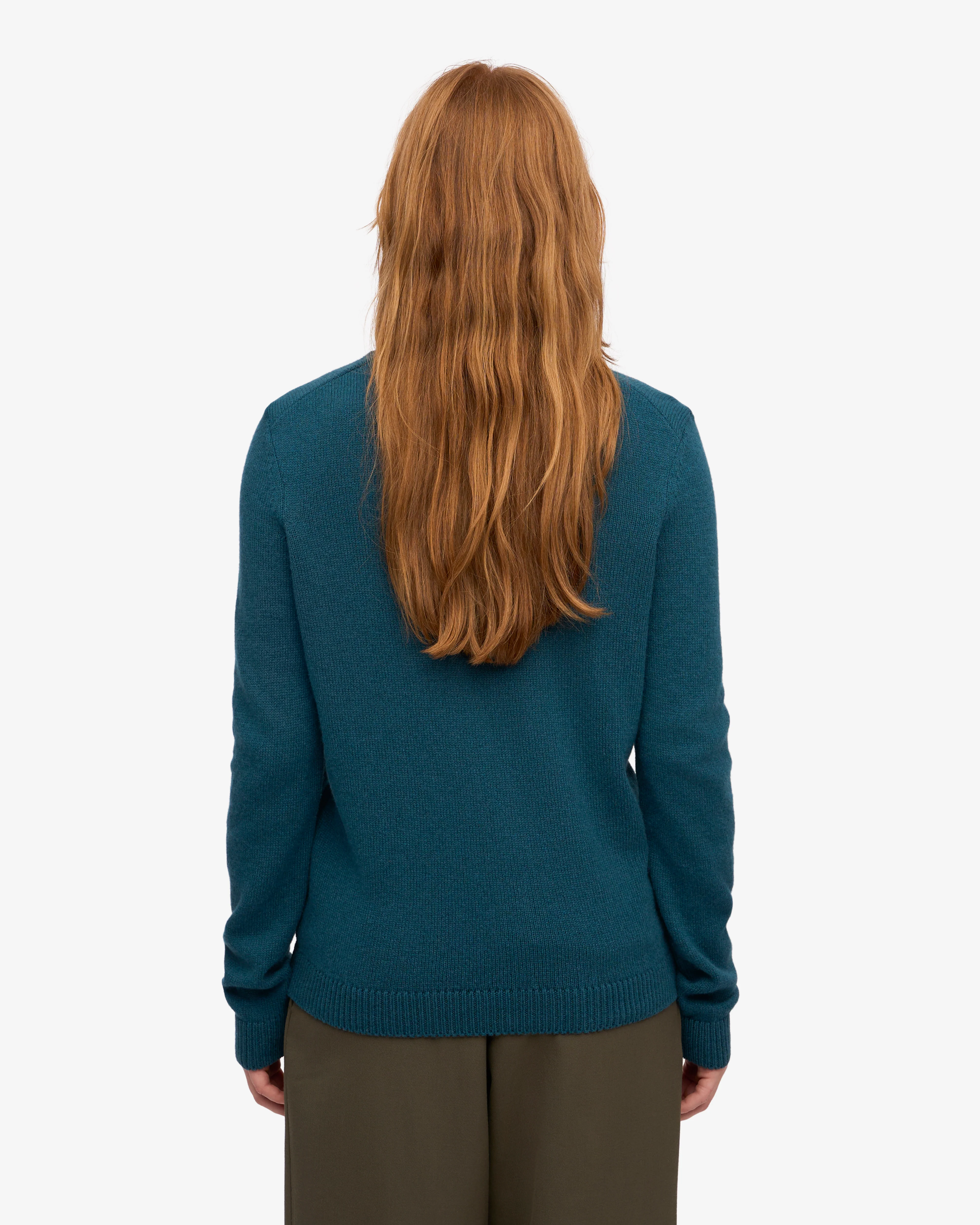 Women Classic Merino Wool Crew - Ocean Green
