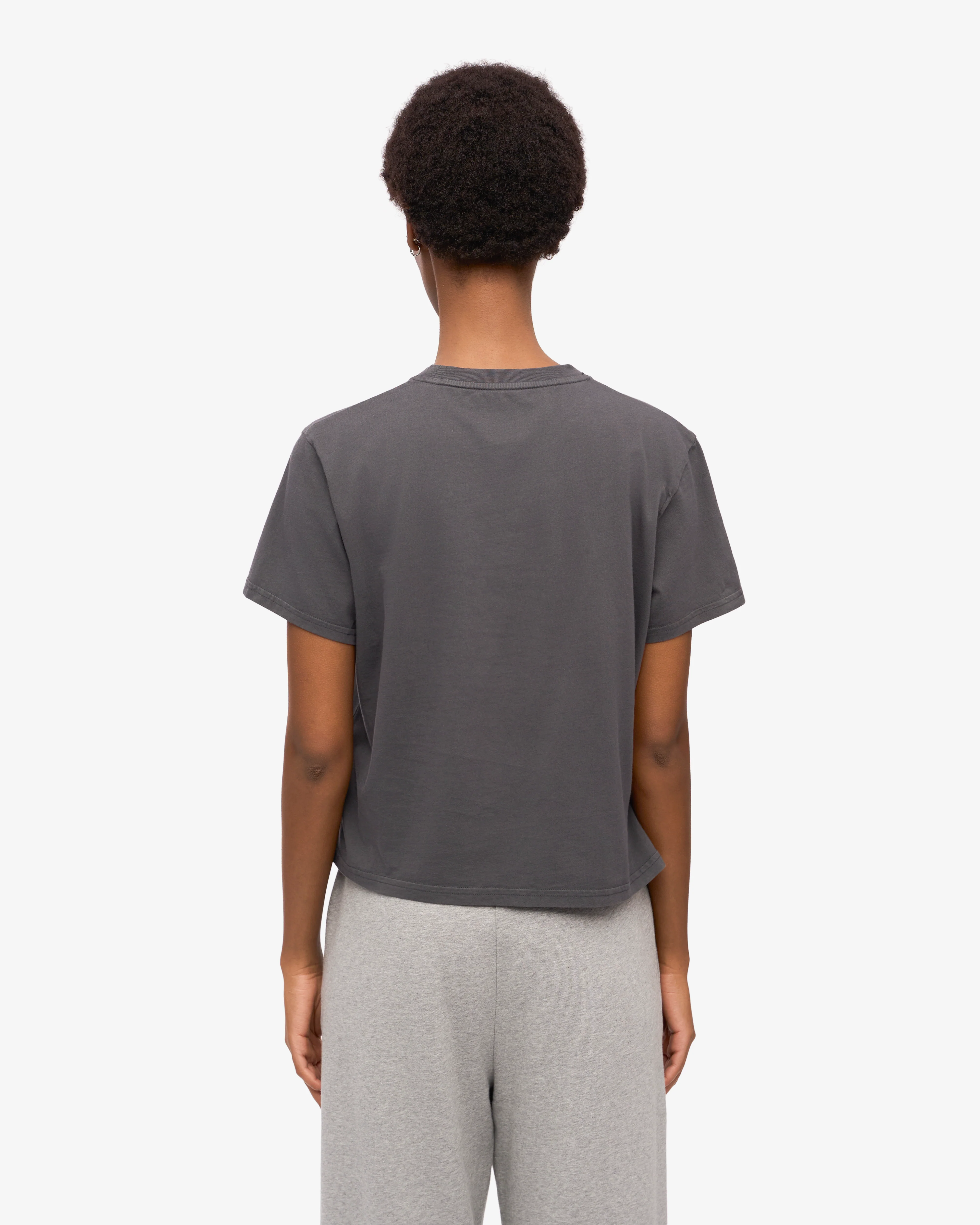 Organic Boxy Crop Tee - Lava Grey