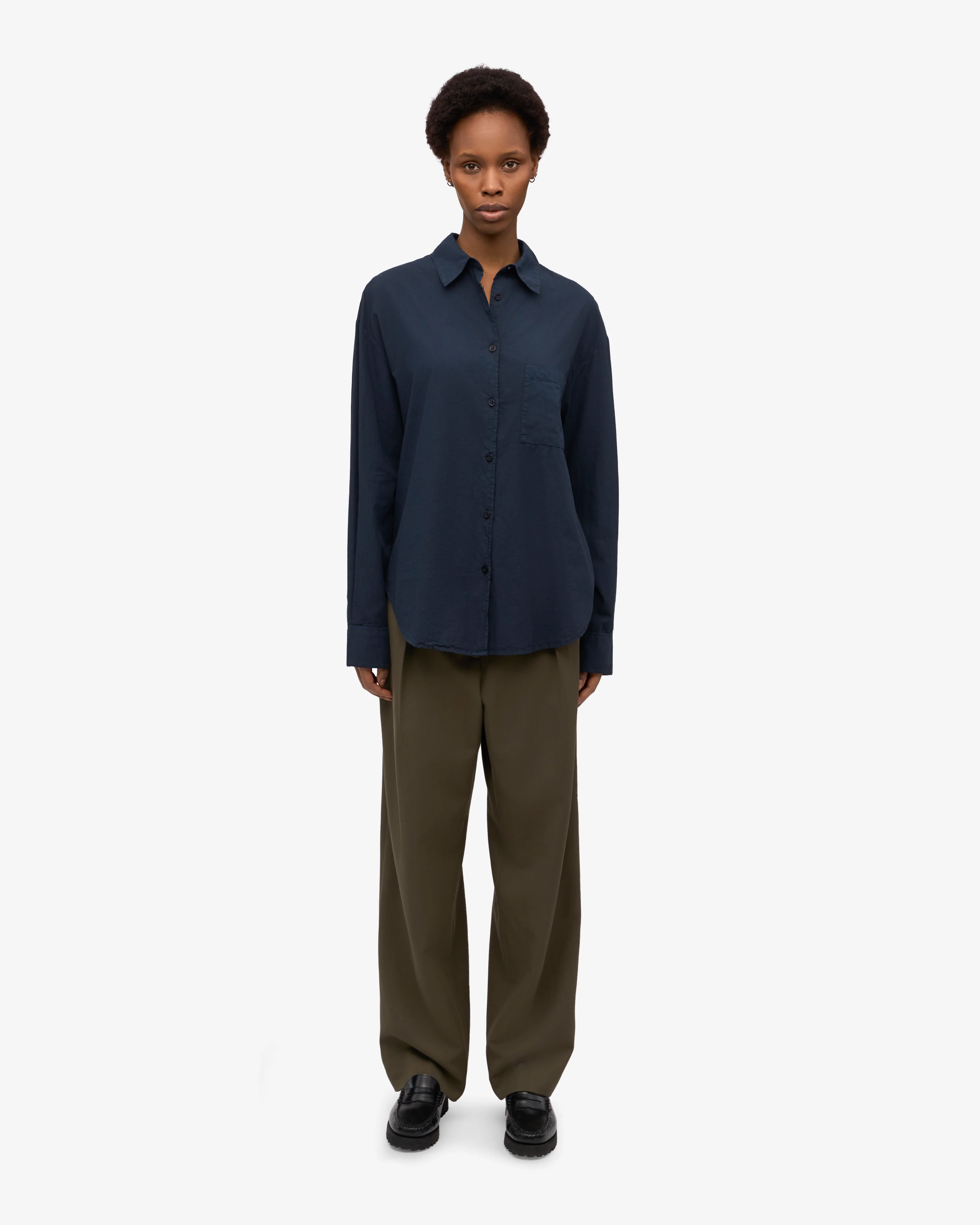 Organic Oversized Shirt - Navy Blue