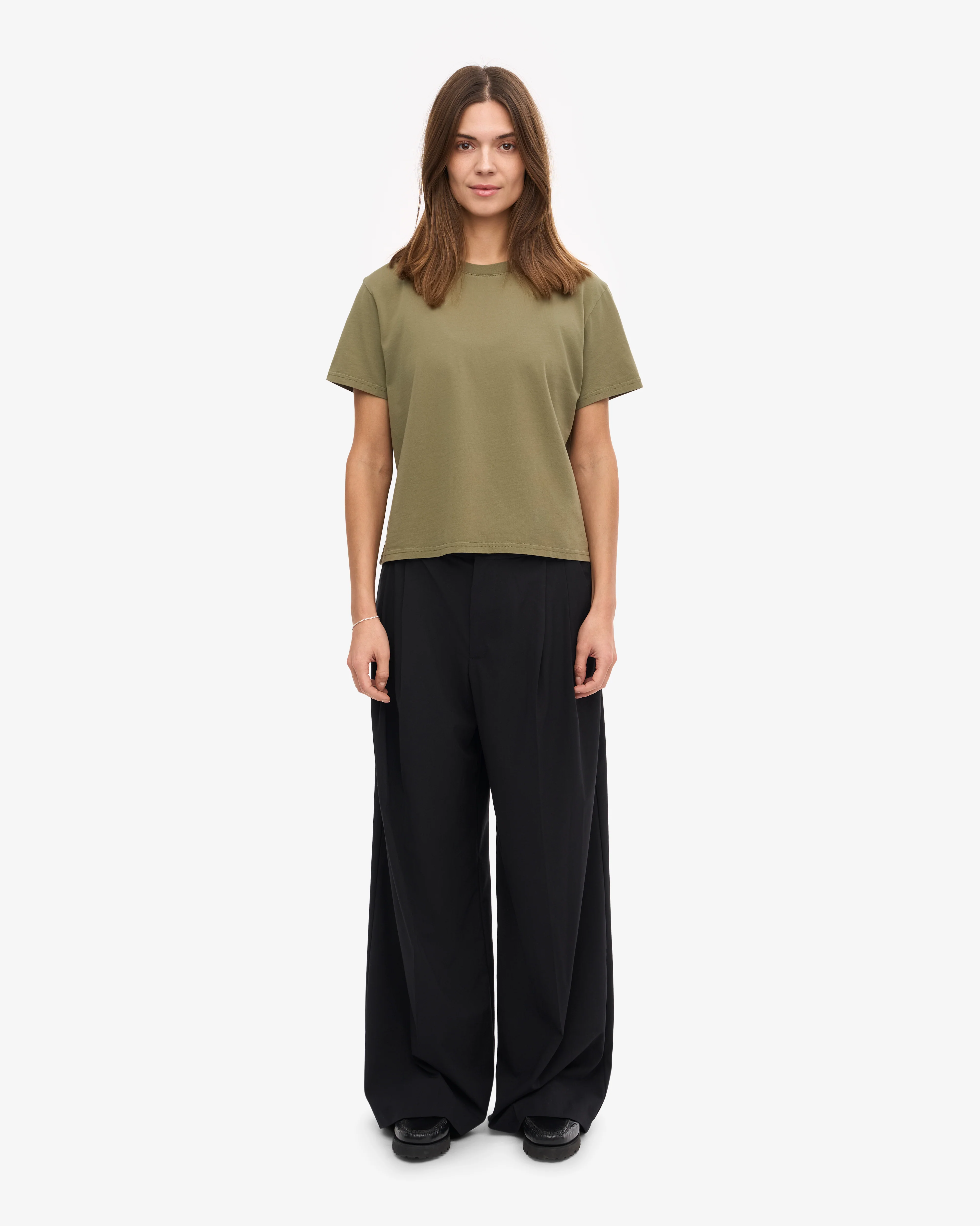 Organic Boxy Crop Tee - Dusty Olive