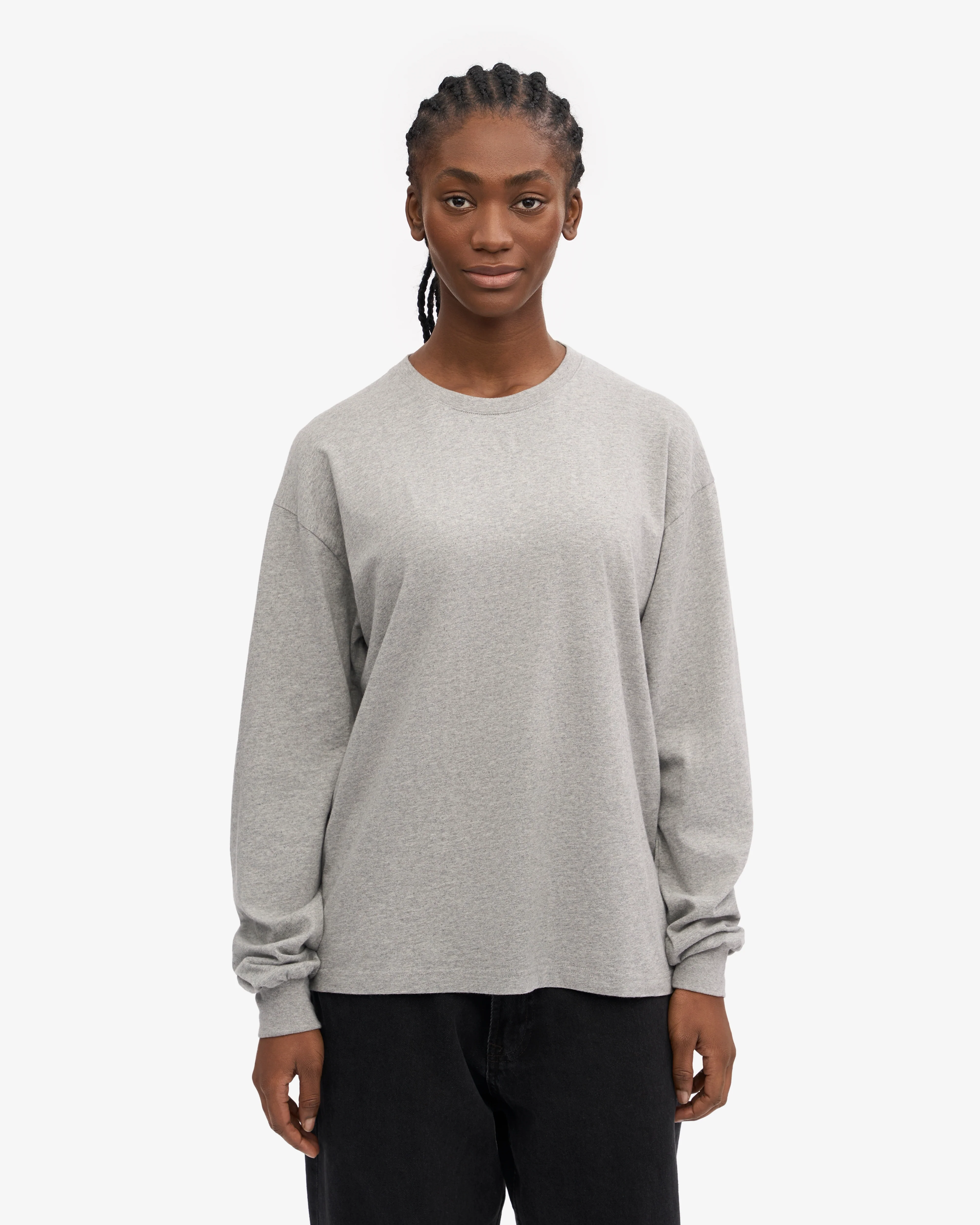 Oversized Organic LS T-Shirt - Heather Grey