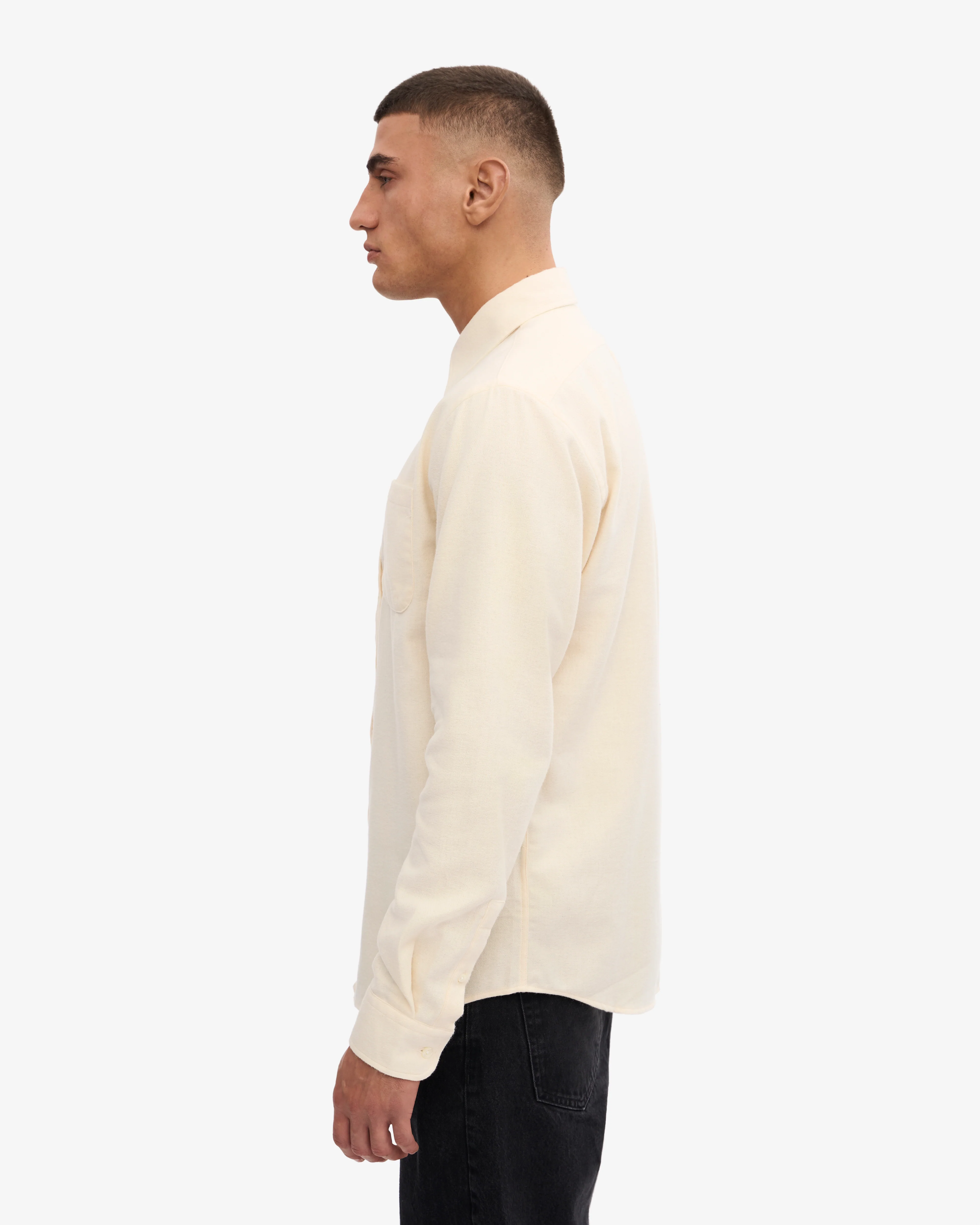 Organic Flannel Shirt - Ivory White