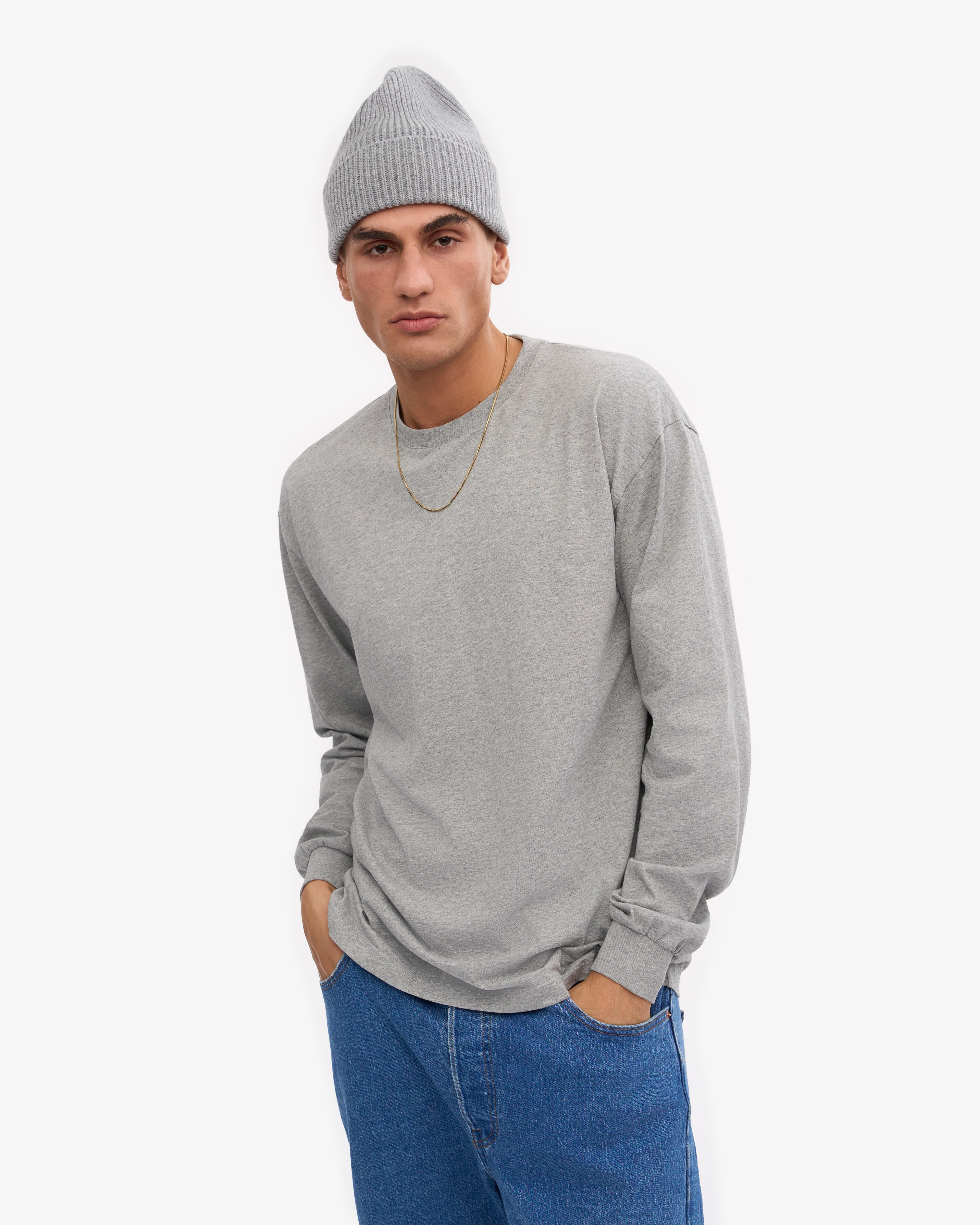 Oversized Organic LS T-Shirt - Heather Grey