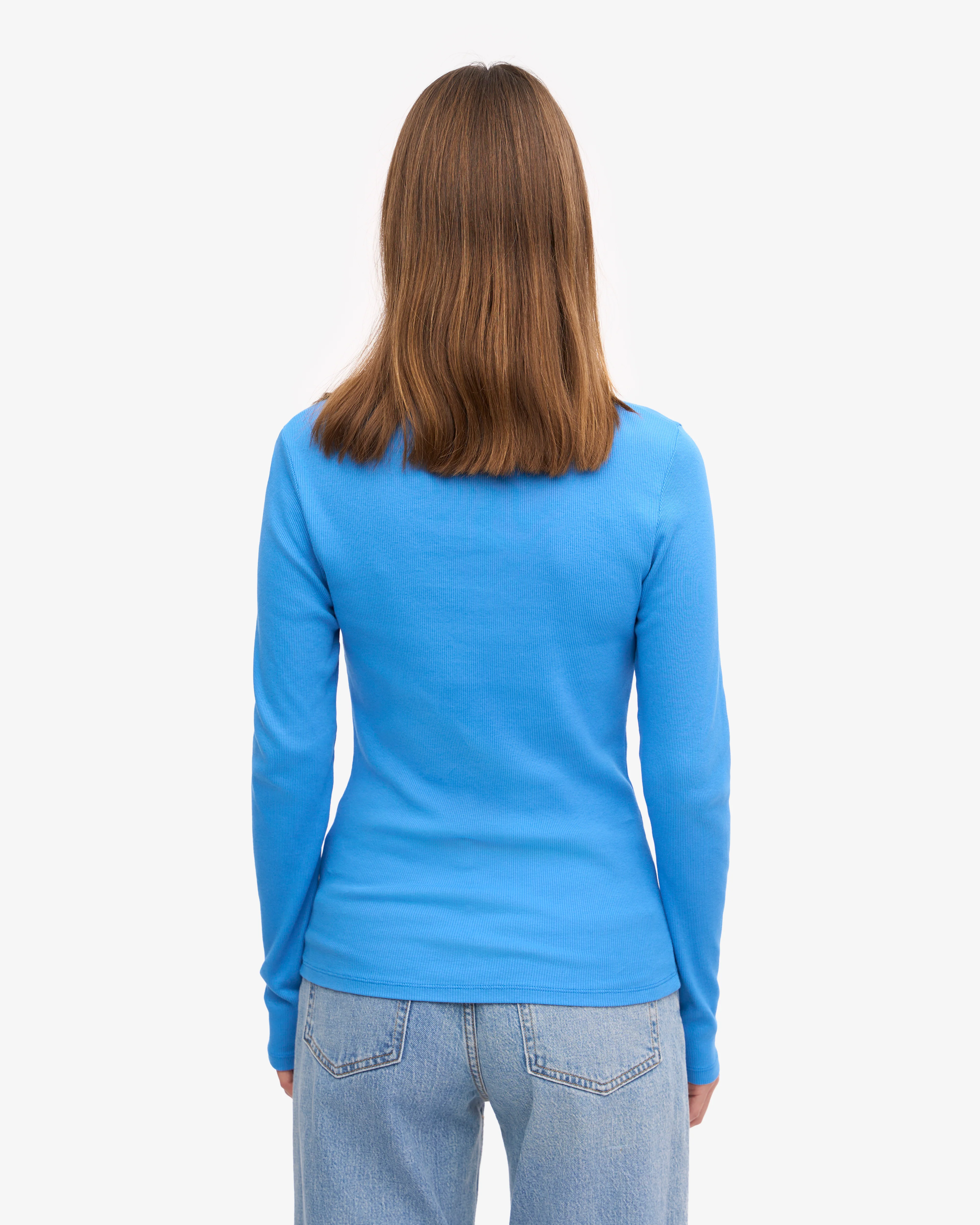 Women Organic Rib LS T-Shirt - Pacific Blue