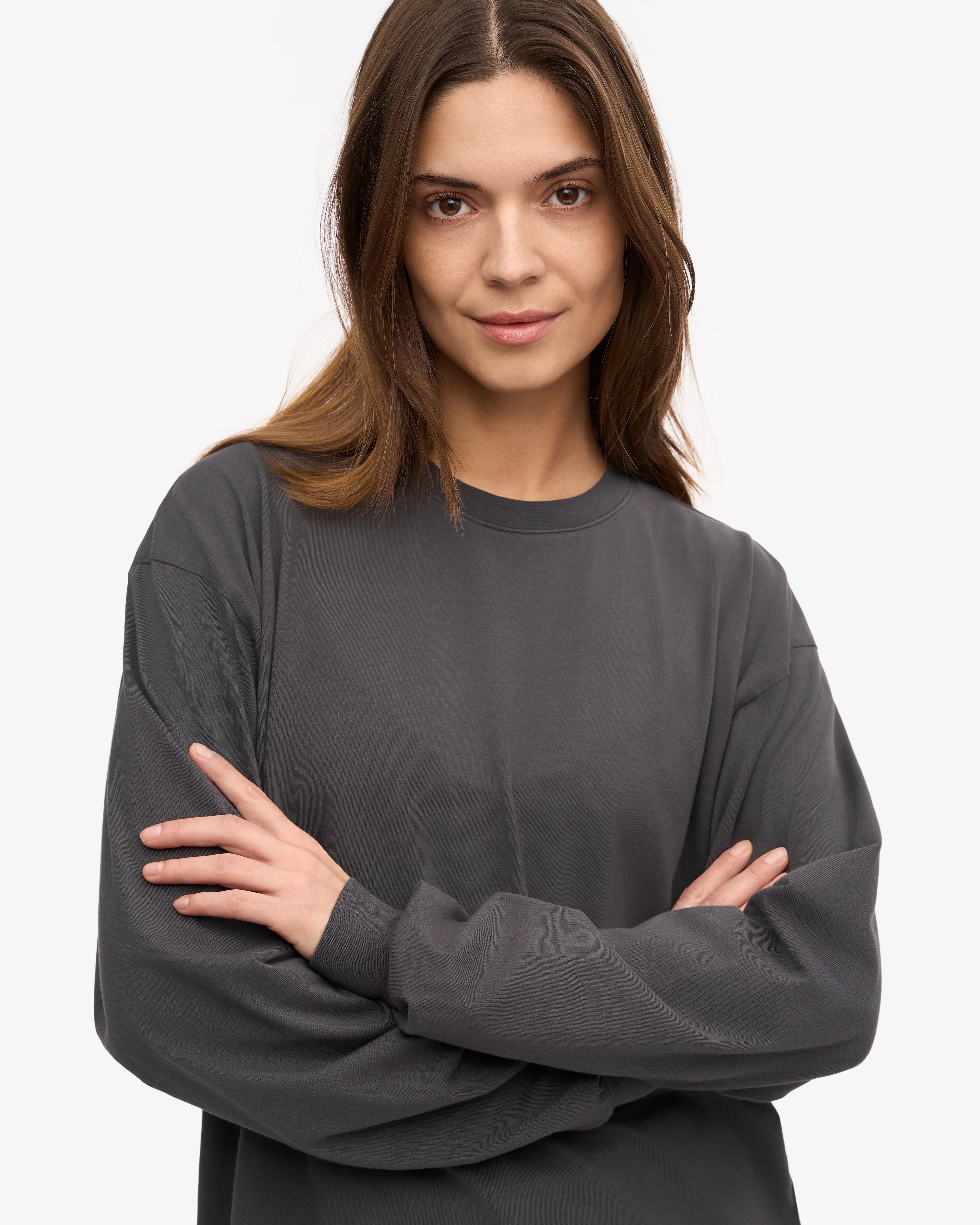 Oversized Organic LS T-Shirt - Lava Grey