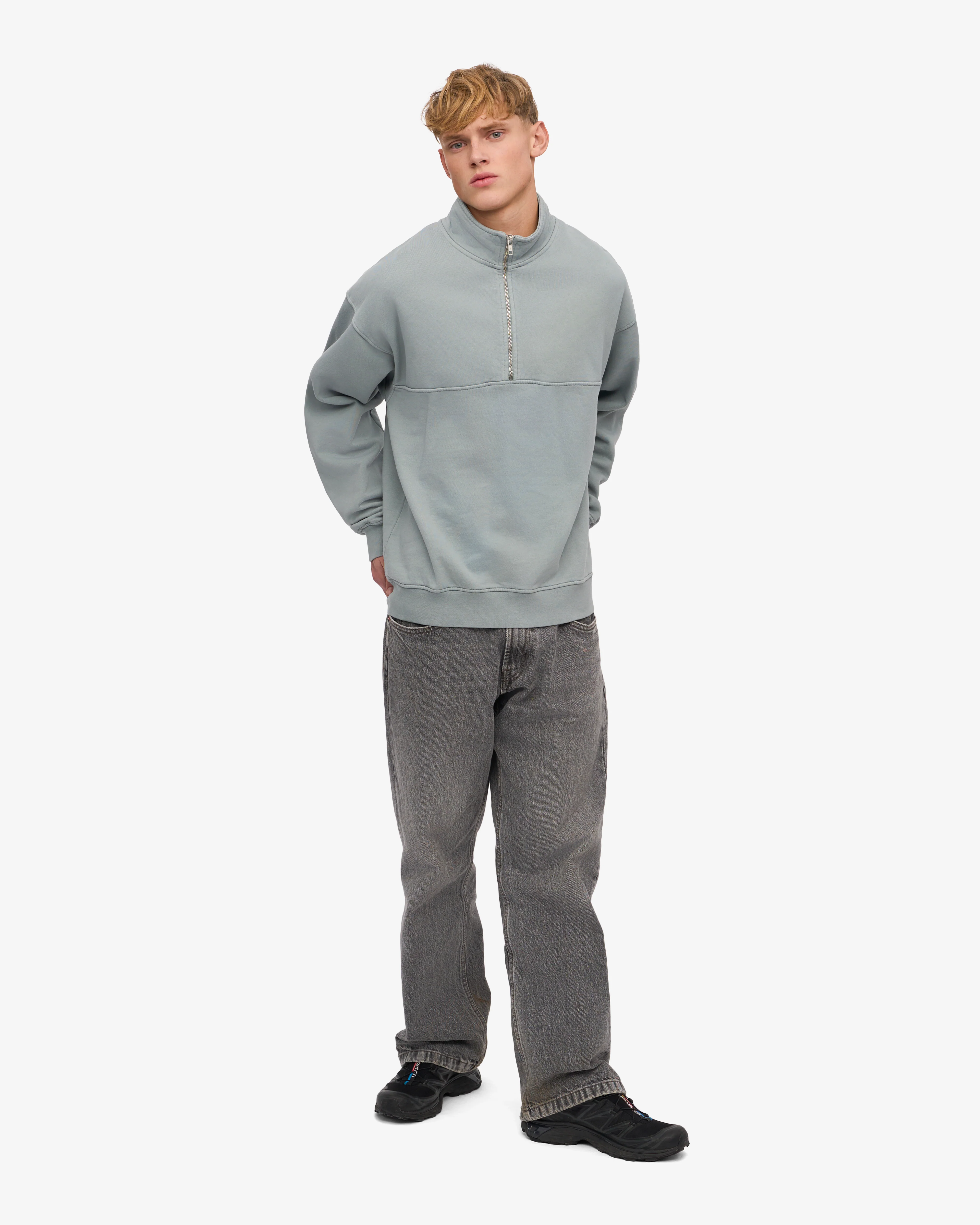 Organic Quarter Zip - Steel Blue