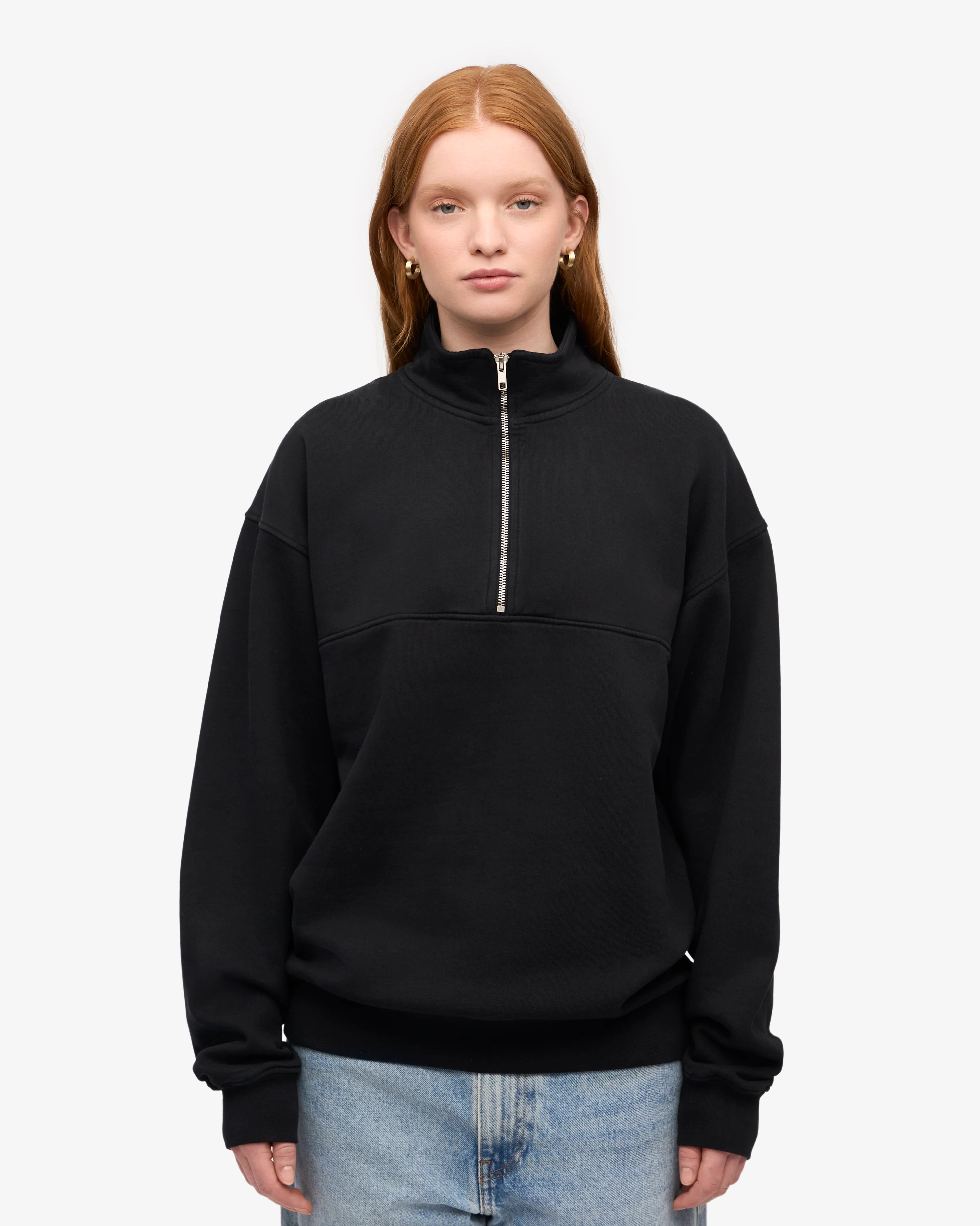 Organic Quarter Zip - Deep Black