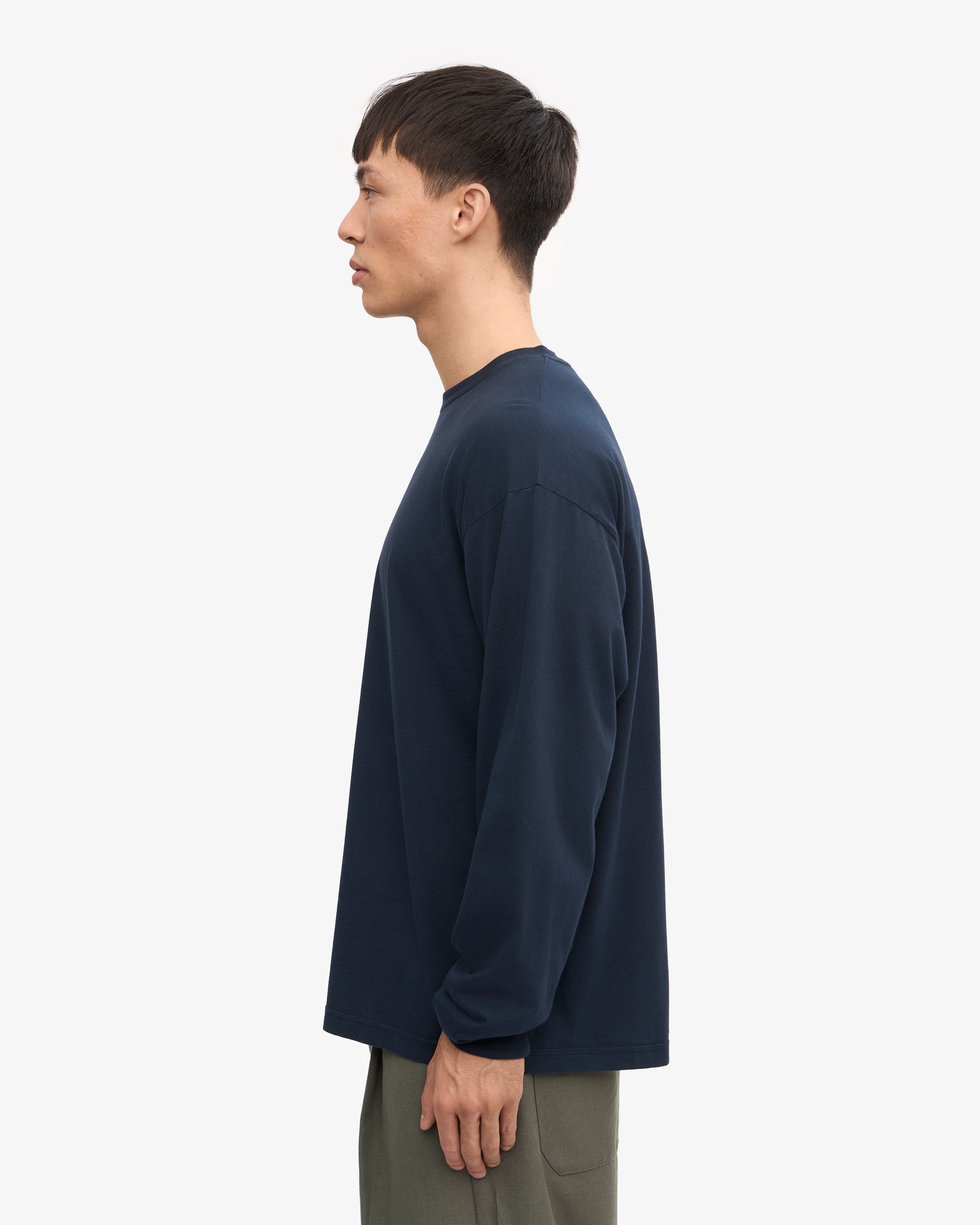 Oversized Organic LS T-Shirt - Navy Blue