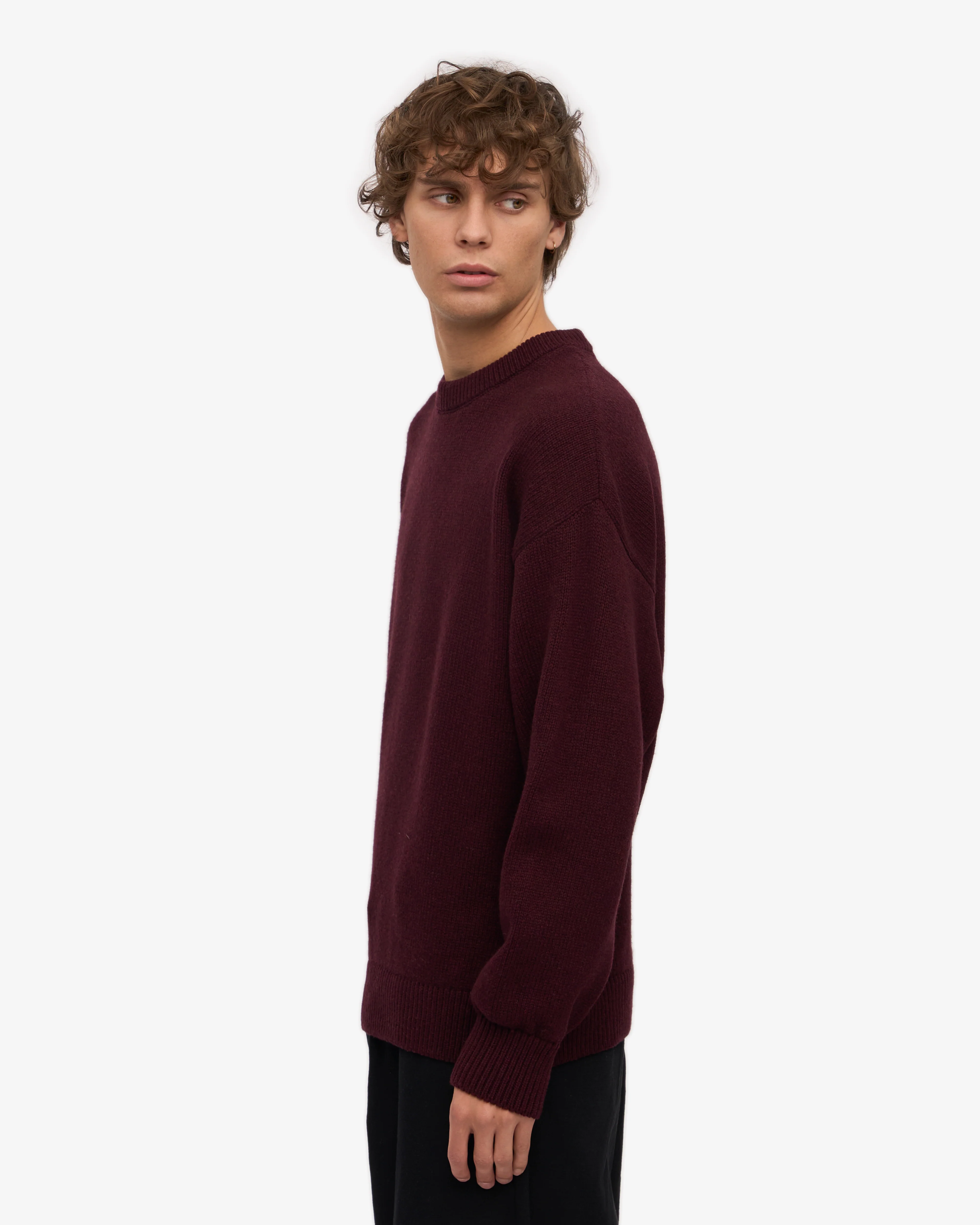 Oversized Merino Wool Crew - Oxblood Red