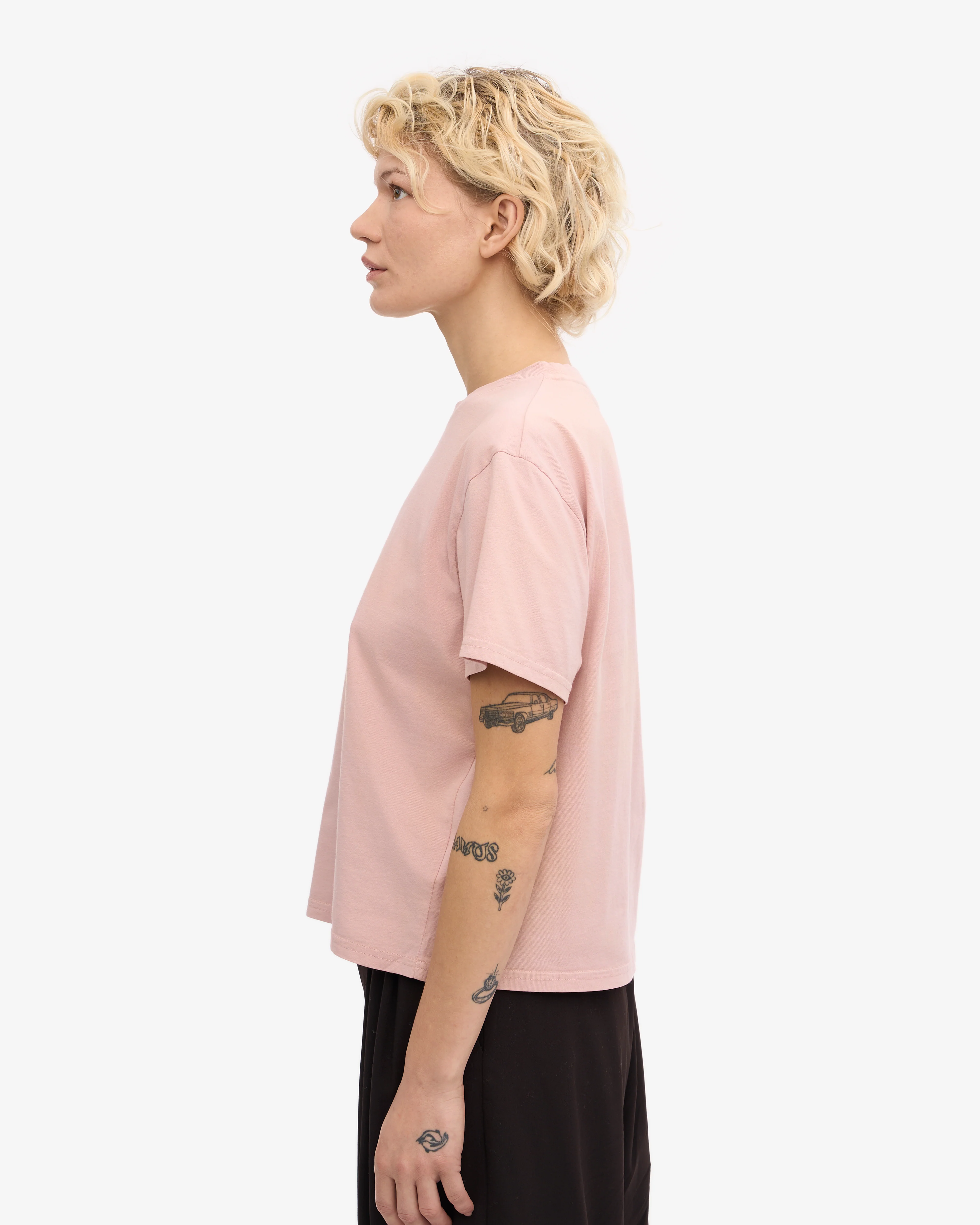 Organic Boxy Crop Tee - Faded Pink