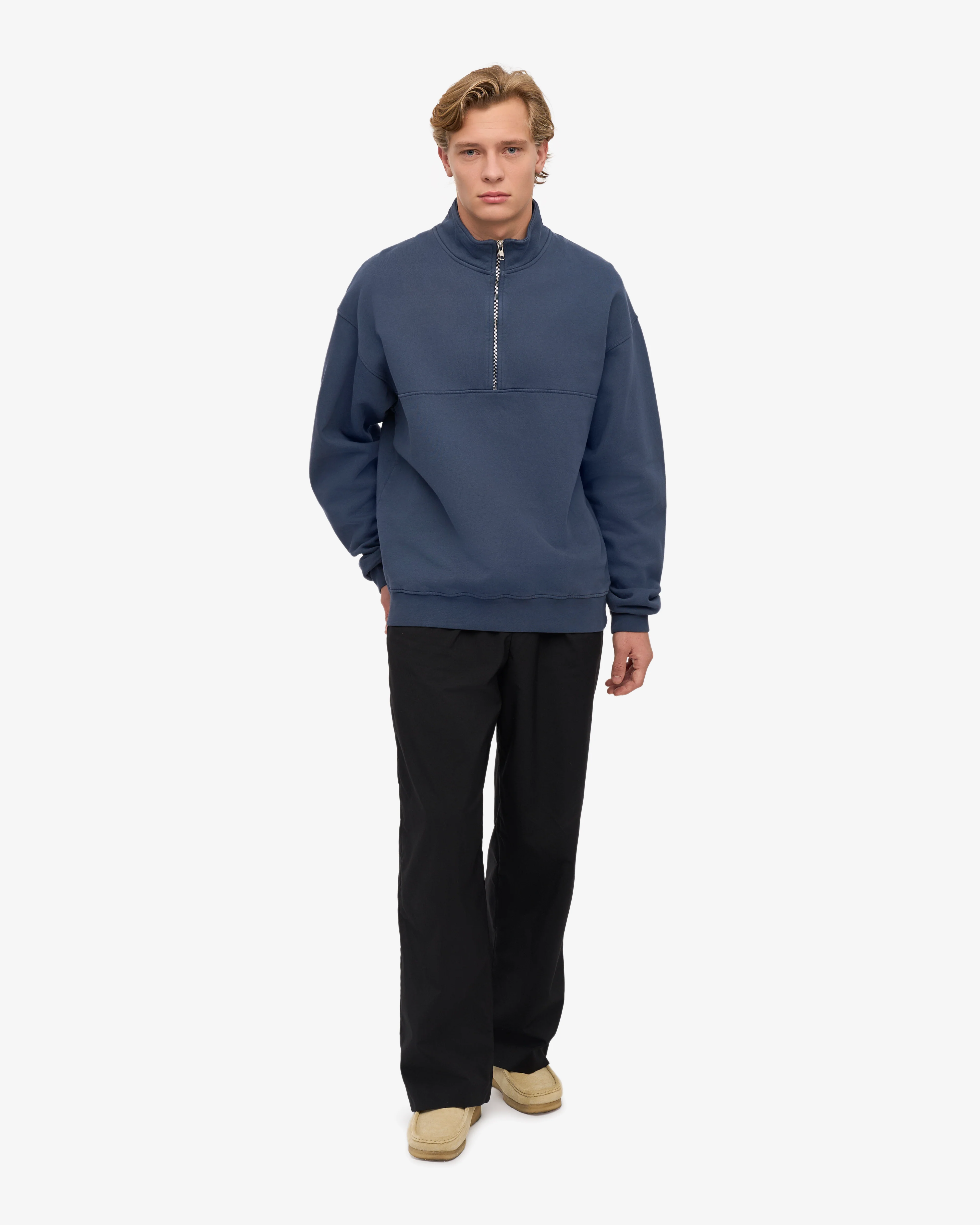 Organic Quarter Zip - Petrol Blue