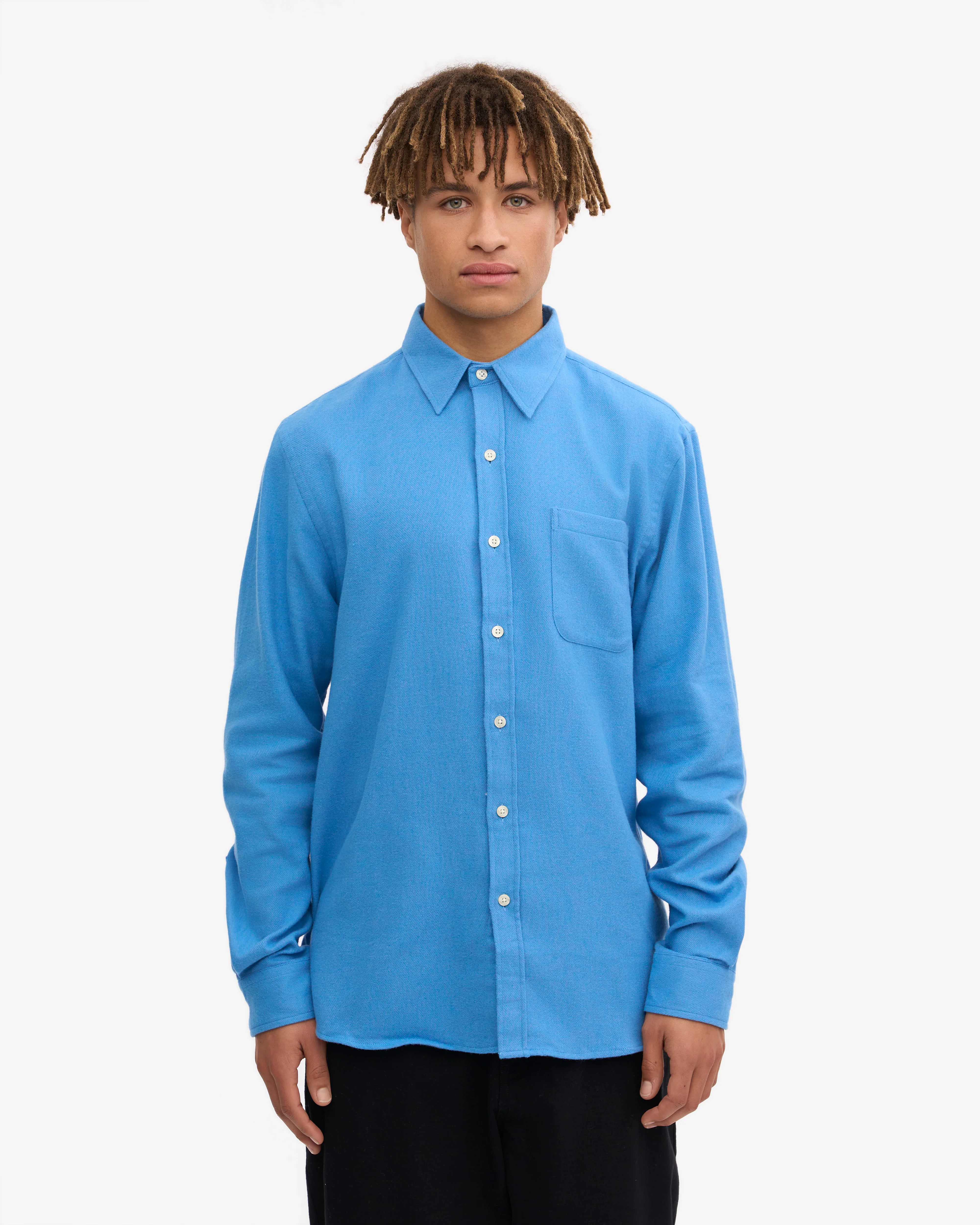 Organic Flannel Shirt - Pacific Blue