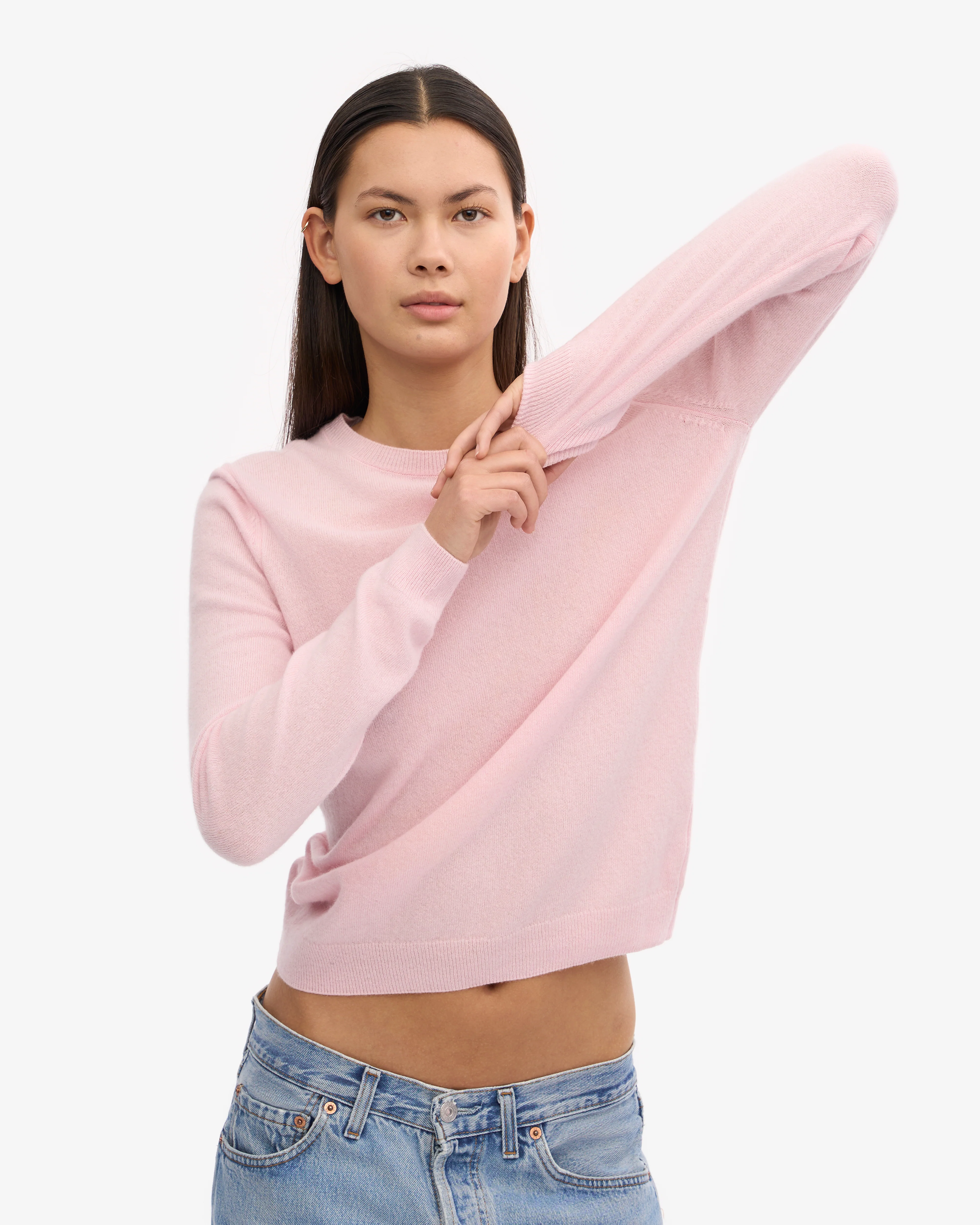 Women Light Merino Wool Crew - Faded Pink