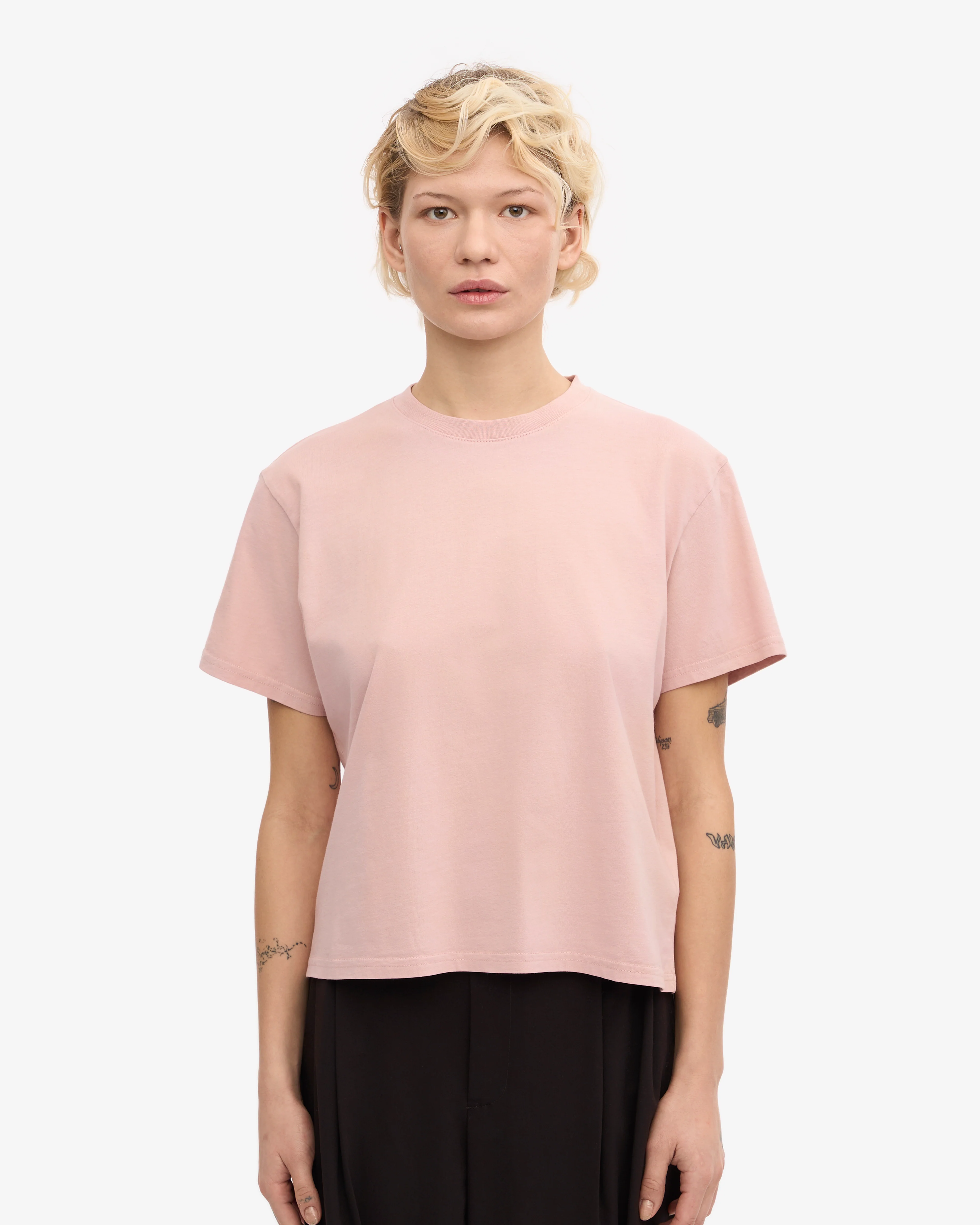 Organic Boxy Crop Tee - Faded Pink