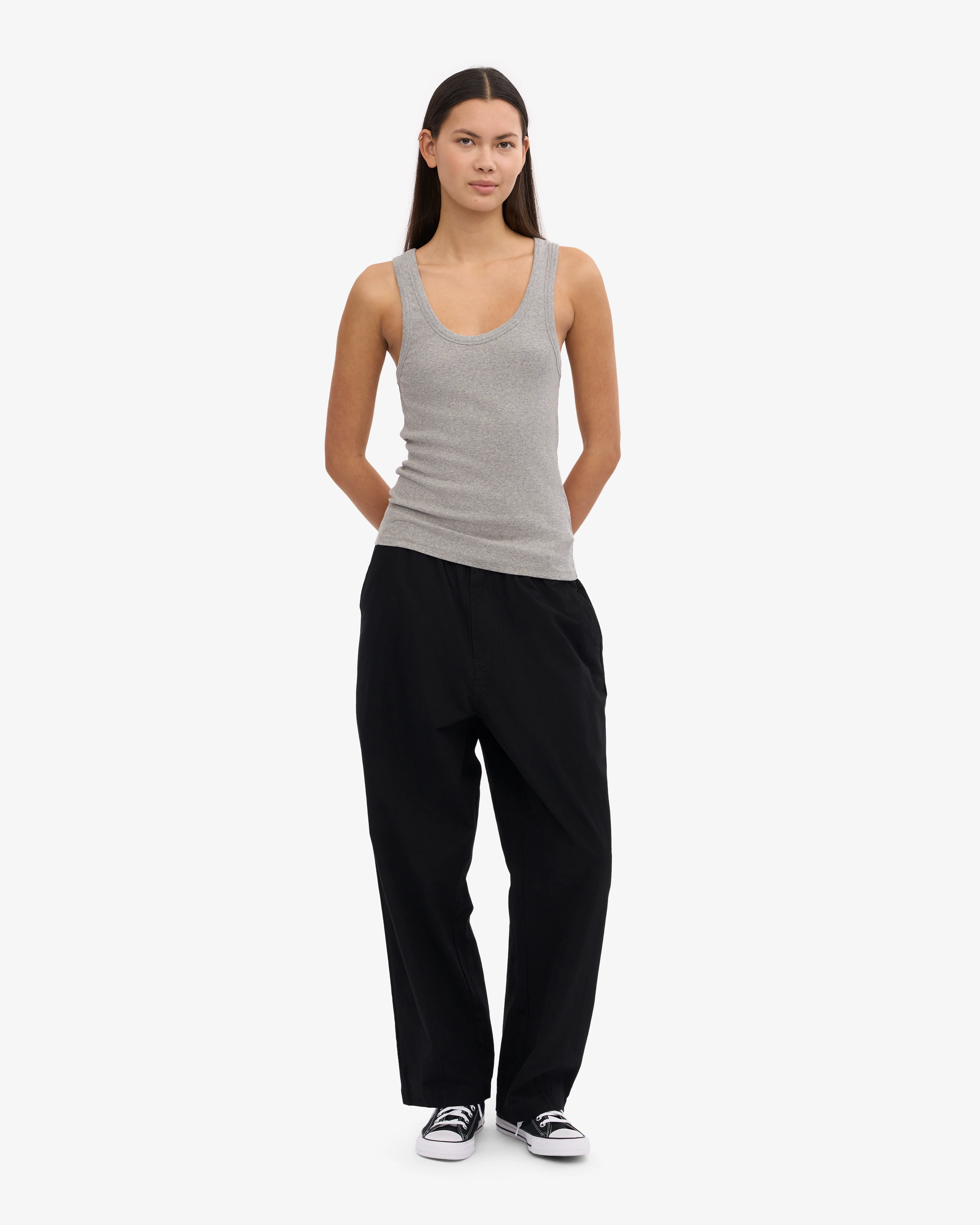 Women Organic Rib Tank Top - Heather Grey