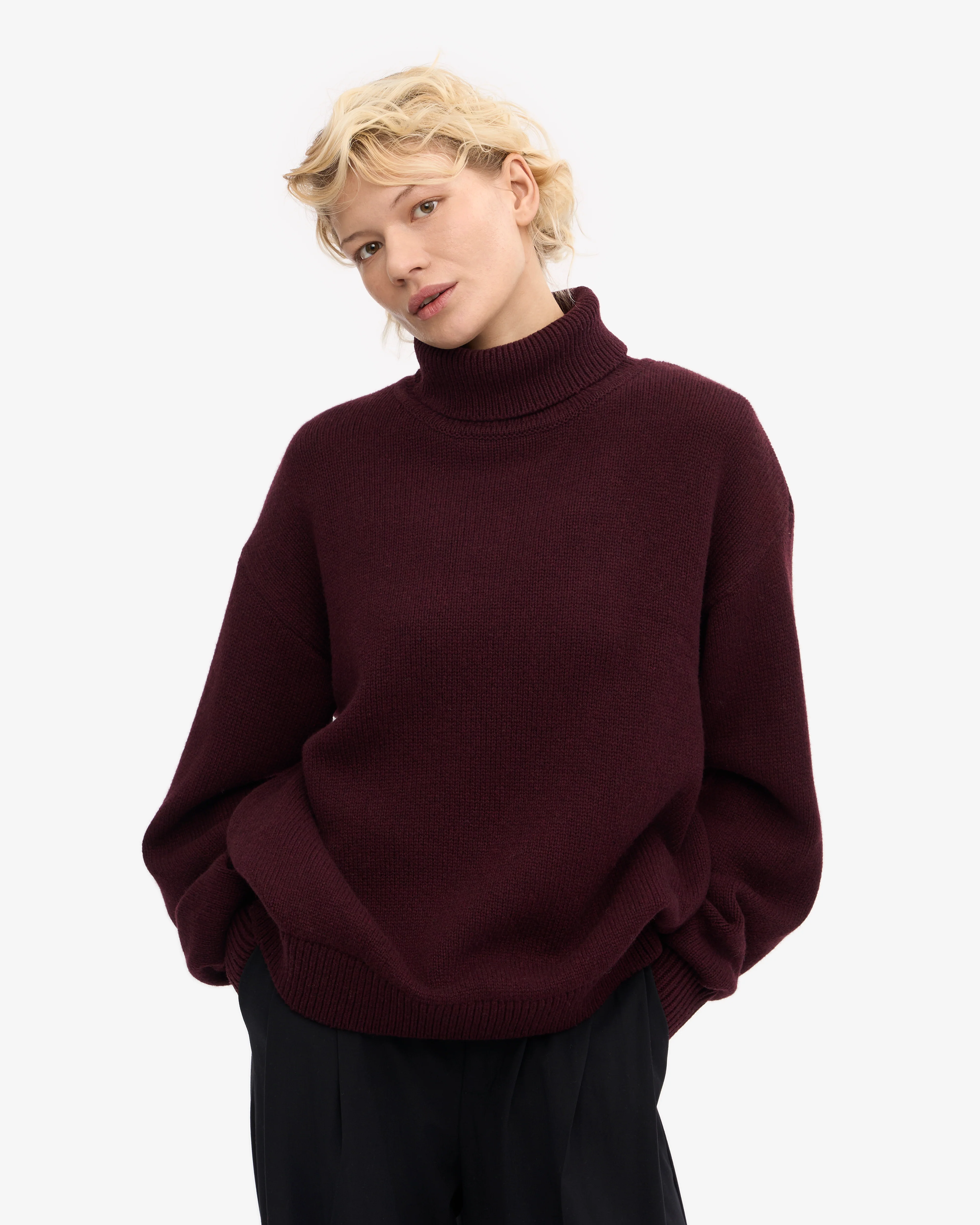 Merino Wool Turtleneck - Oxblood Red