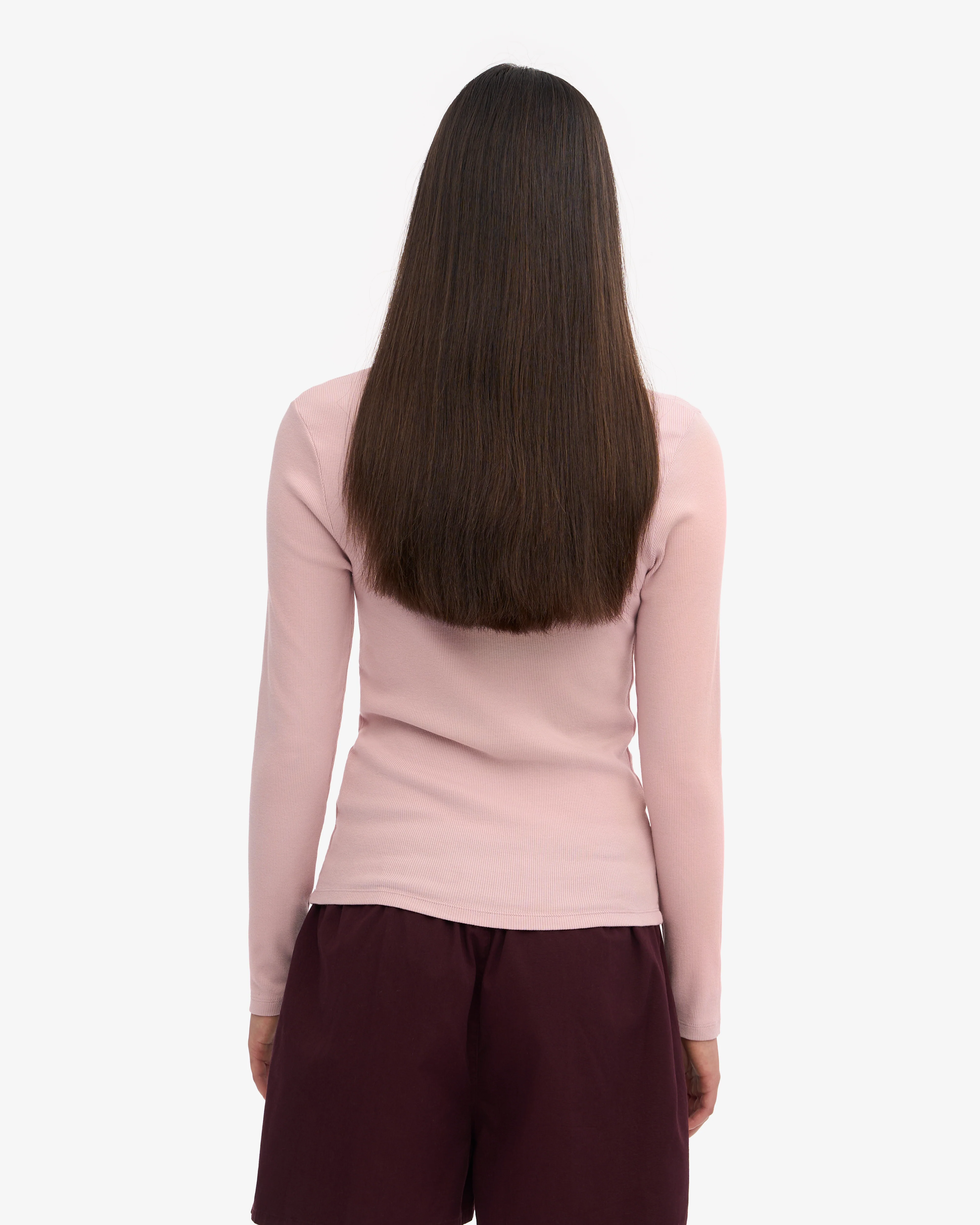 Women Organic Rib LS T-Shirt - Faded Pink