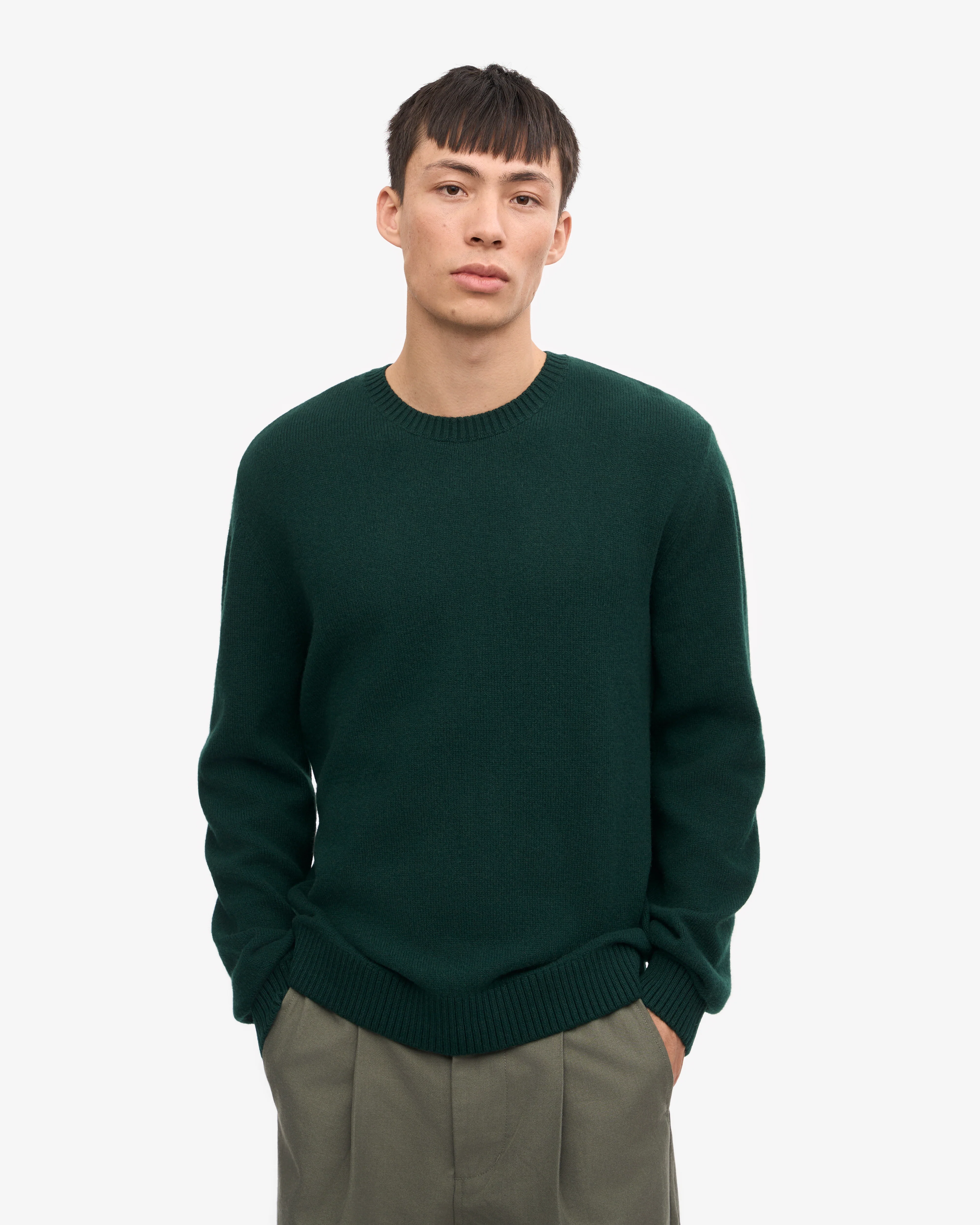 Classic Merino Wool Crew - Emerald Green