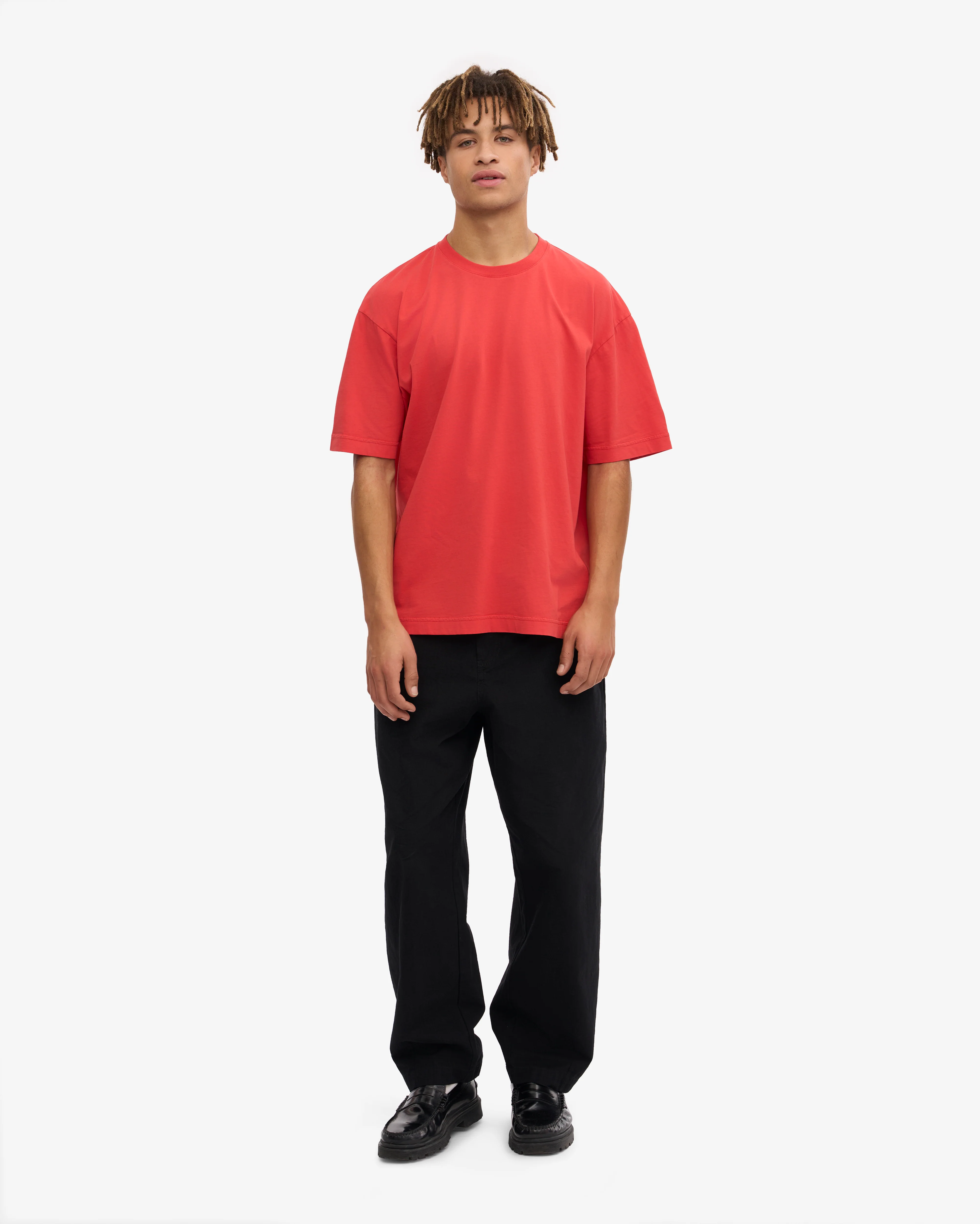 Oversized Organic T-Shirt - Red Tangerine