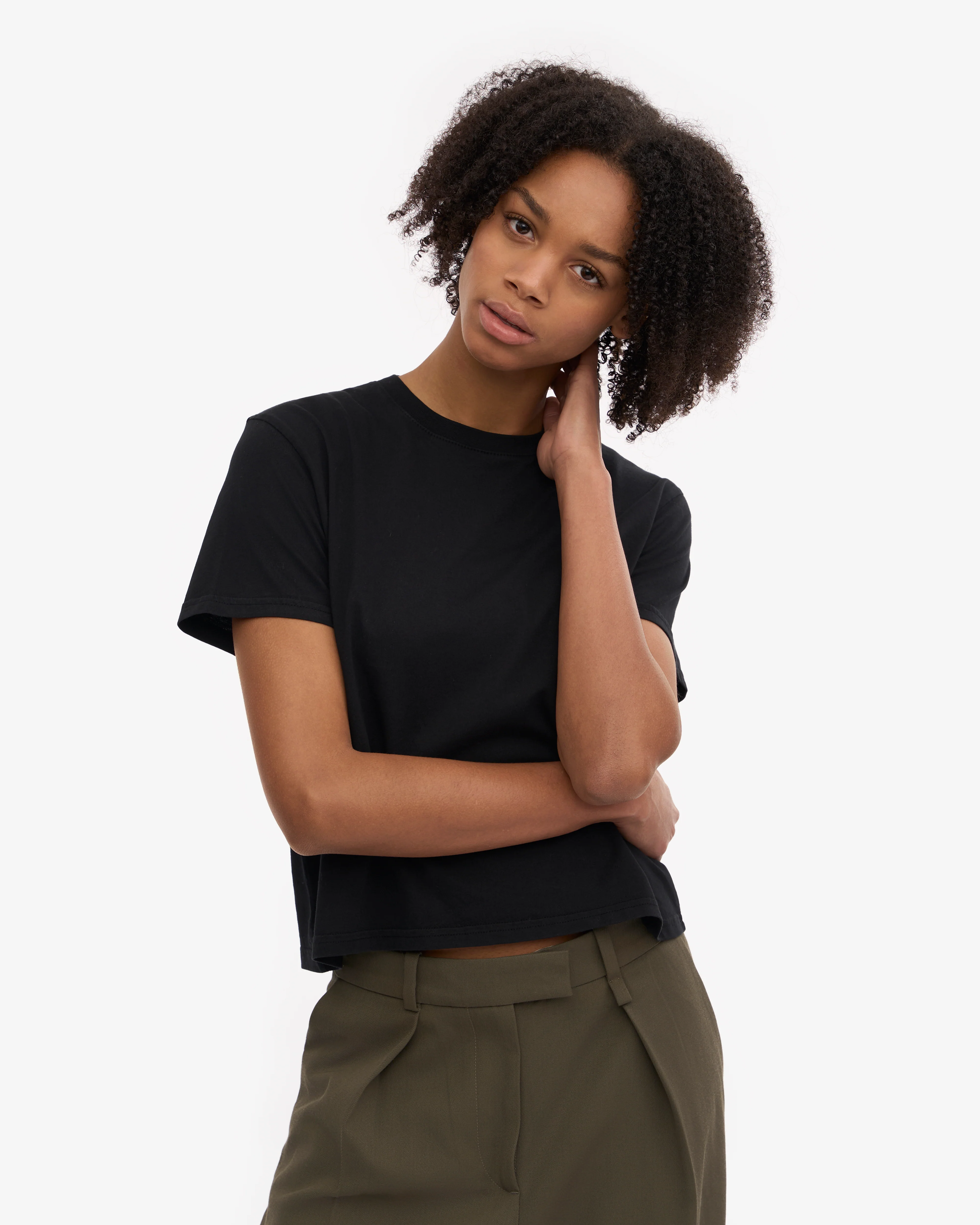Organic Boxy Crop Tee - Deep Black