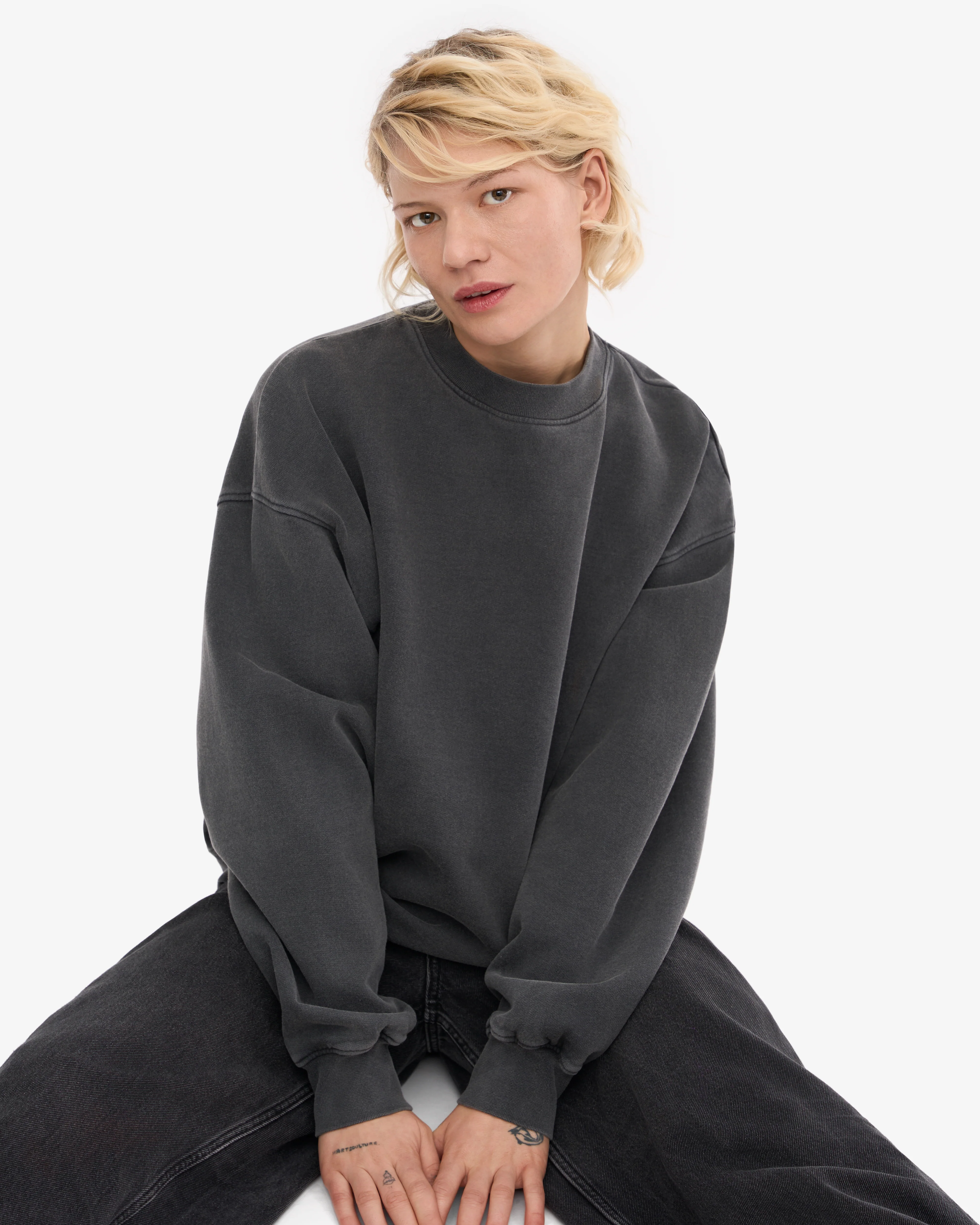 Organic Oversized Crew - Faded Black