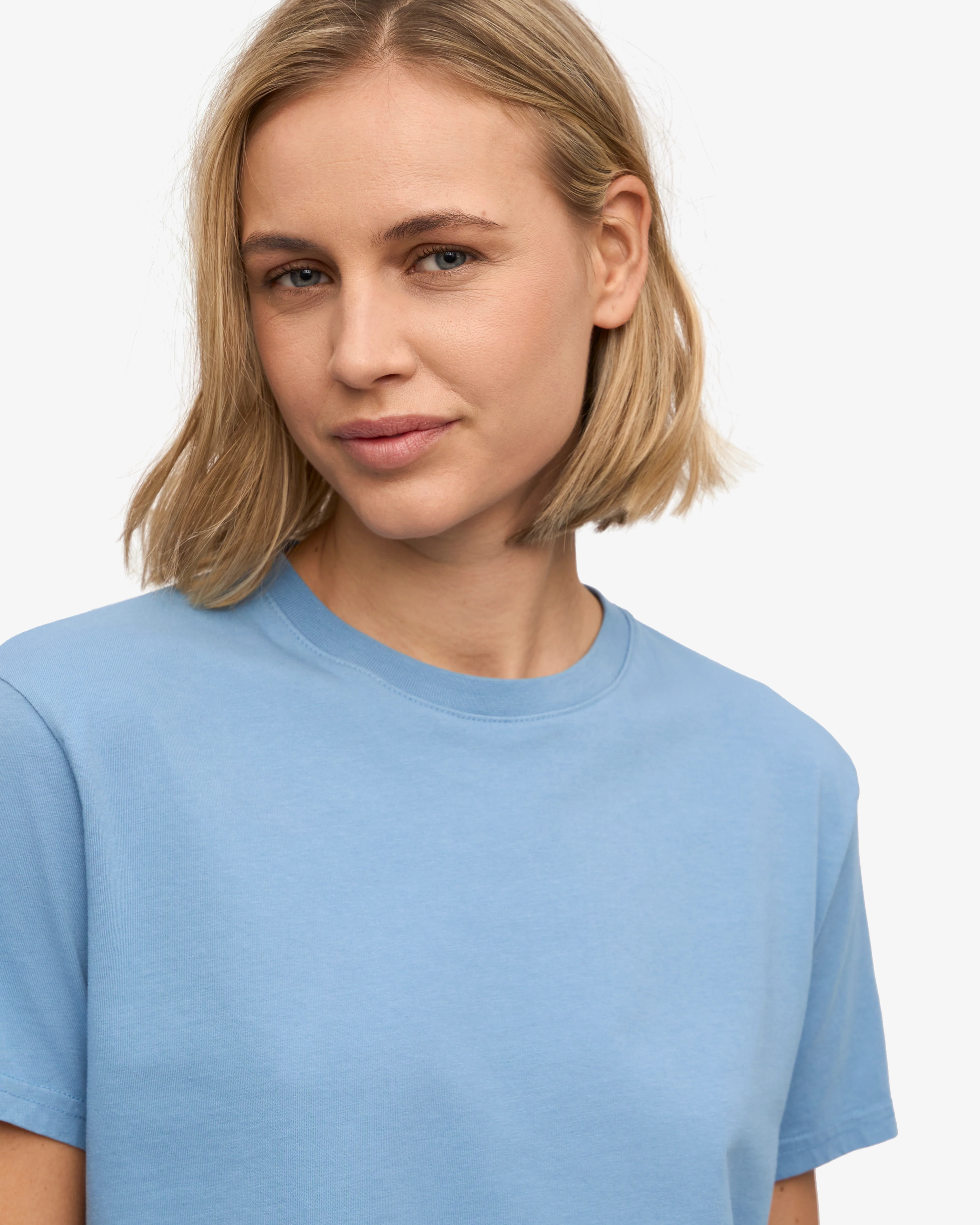 Organic Boxy Crop Tee - Seaside Blue