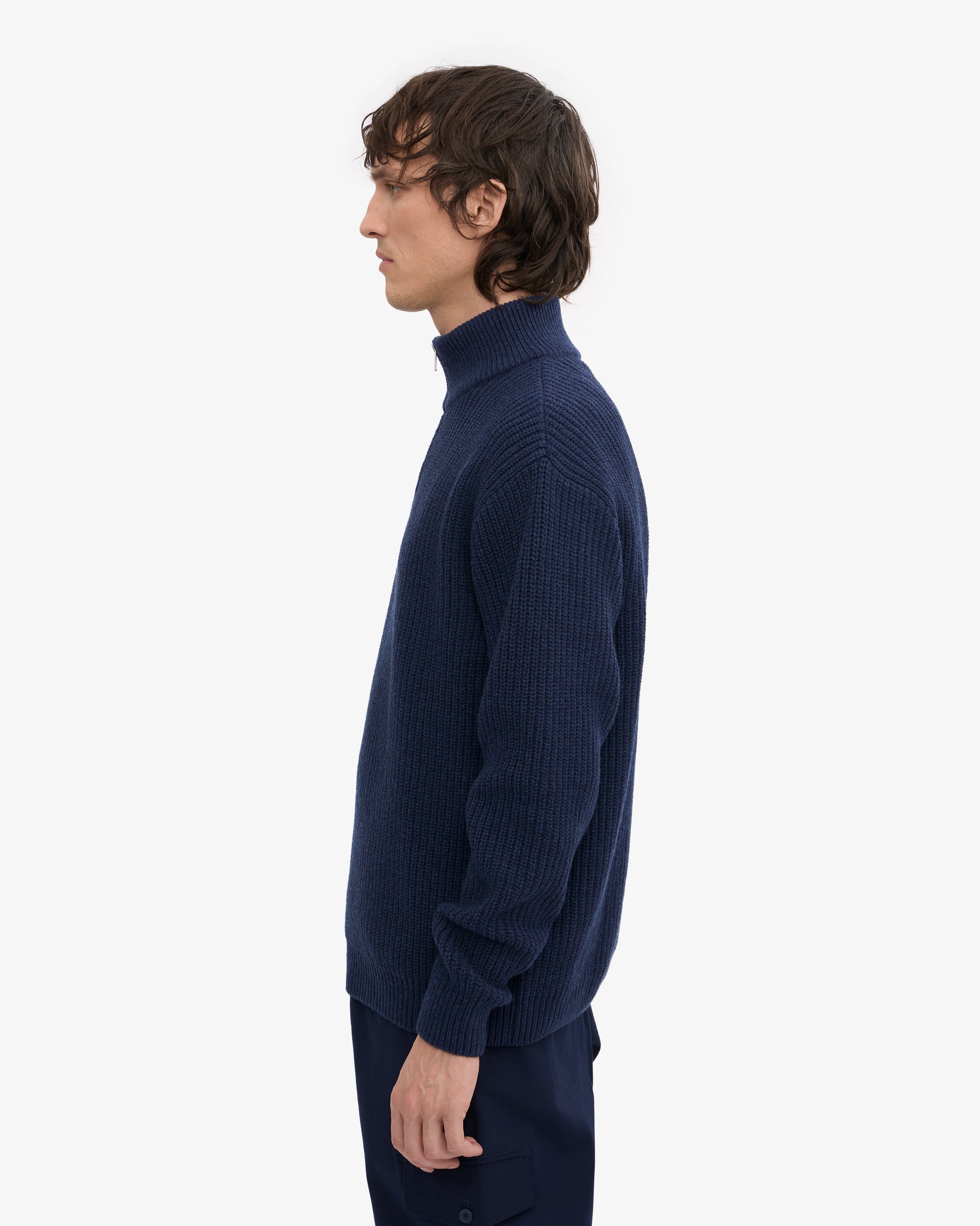 Merino Quarter Zip - Marine Blue