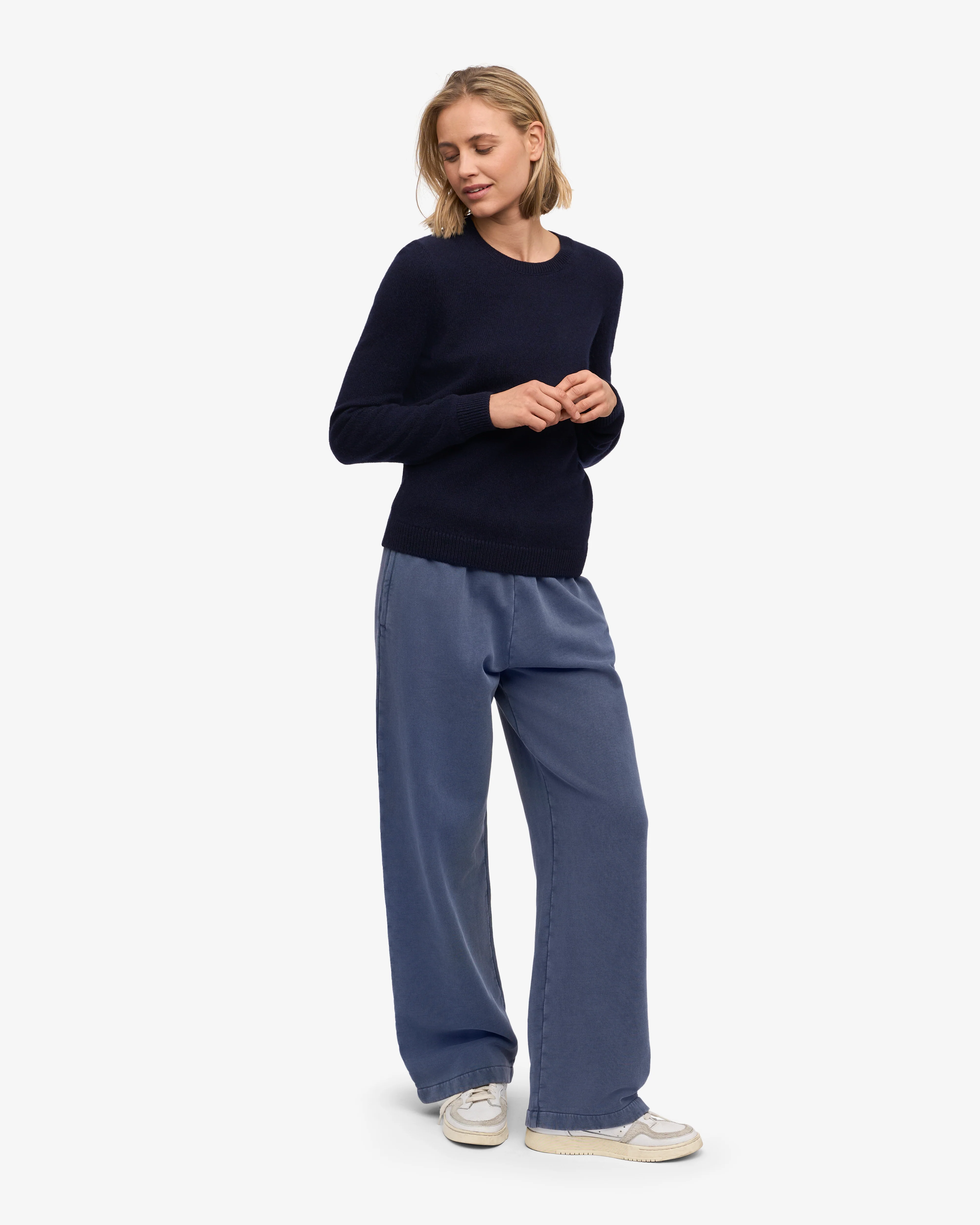 Women Classic Merino Wool Crew - Navy Blue