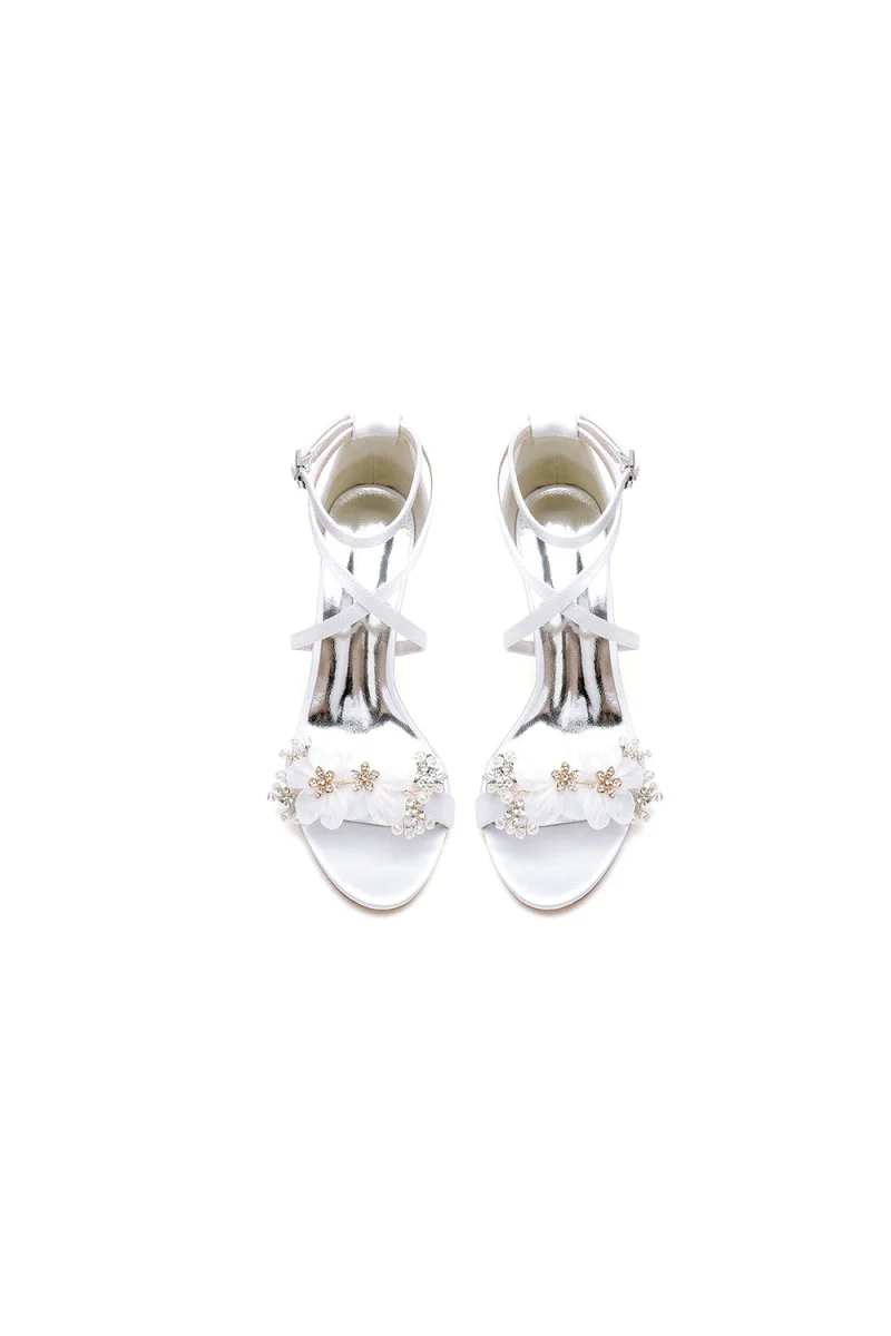 White High Heels with Silver Accents