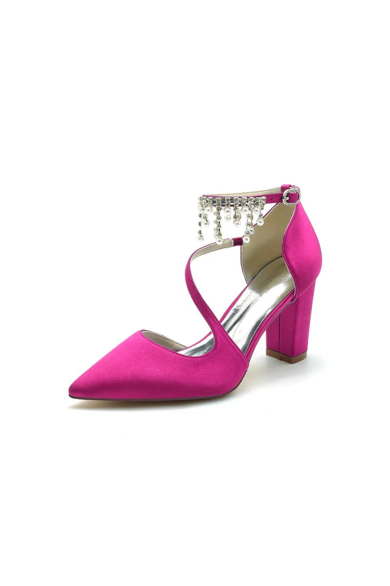 Pearl Tassel Block Heel Sandals