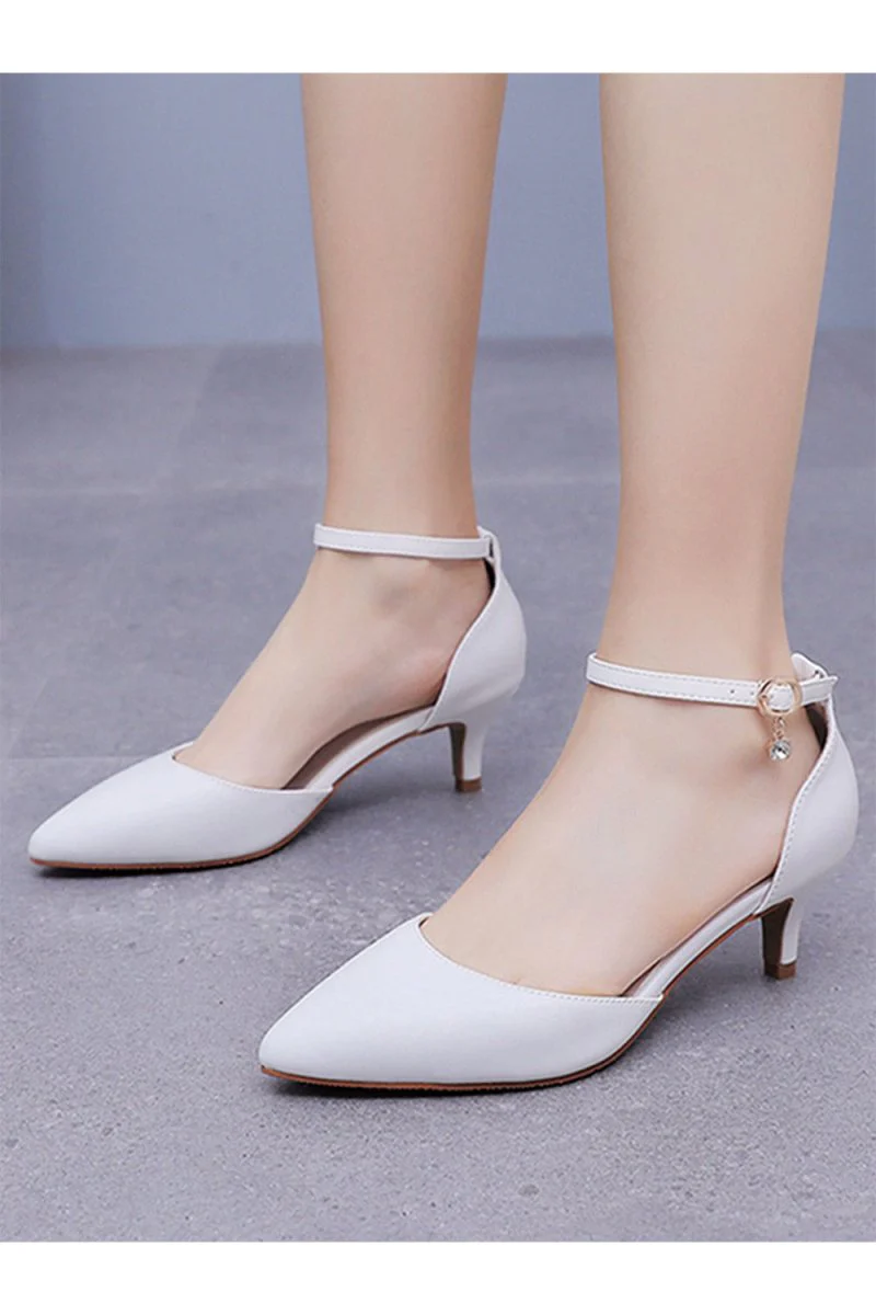 Mid Heel Matte Pointed Toe PU Wedding Shoes