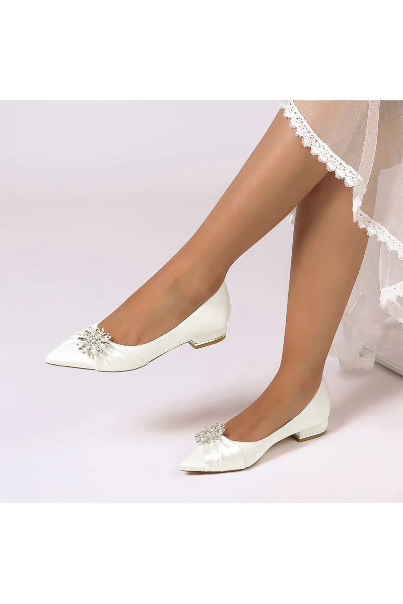Champagne High Heels with Crystal Flower Embellishment