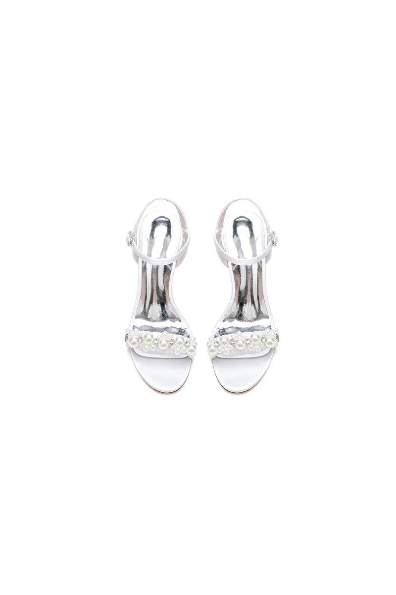 Open Toe Pearl Stiletto Heels