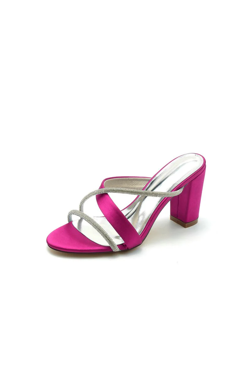 Black Satin High-Heeled Sandals