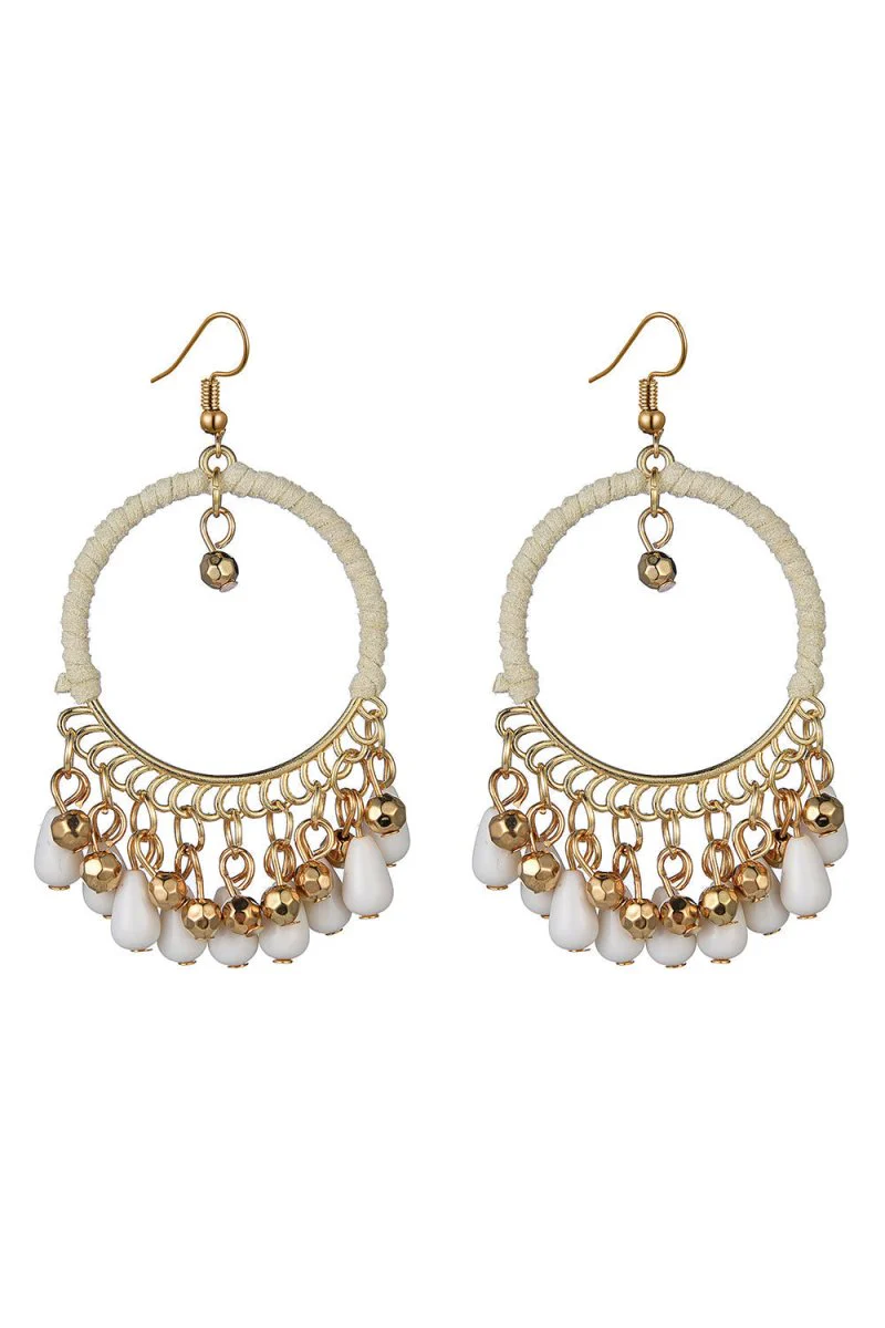 Peacock Blue Boho Hoop Drop Earring