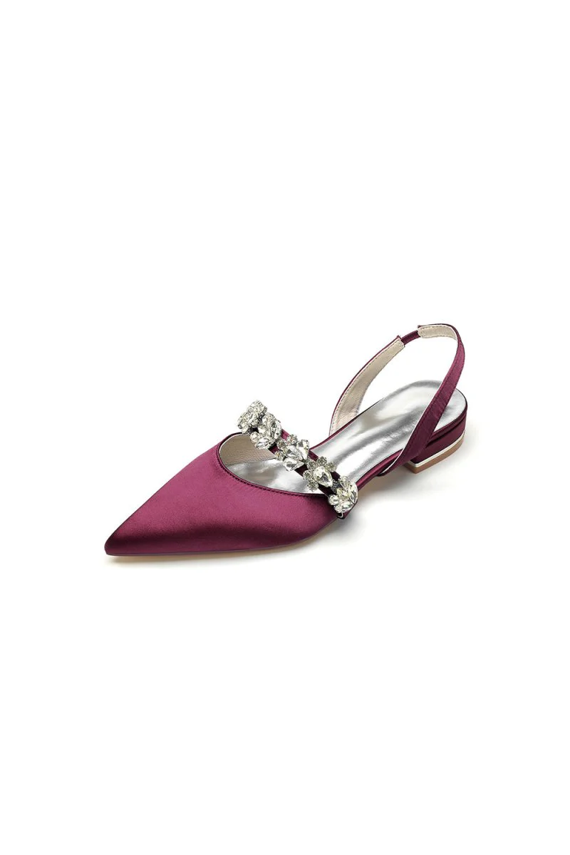 Pointed Toe Wedding Flats with Rhinestone