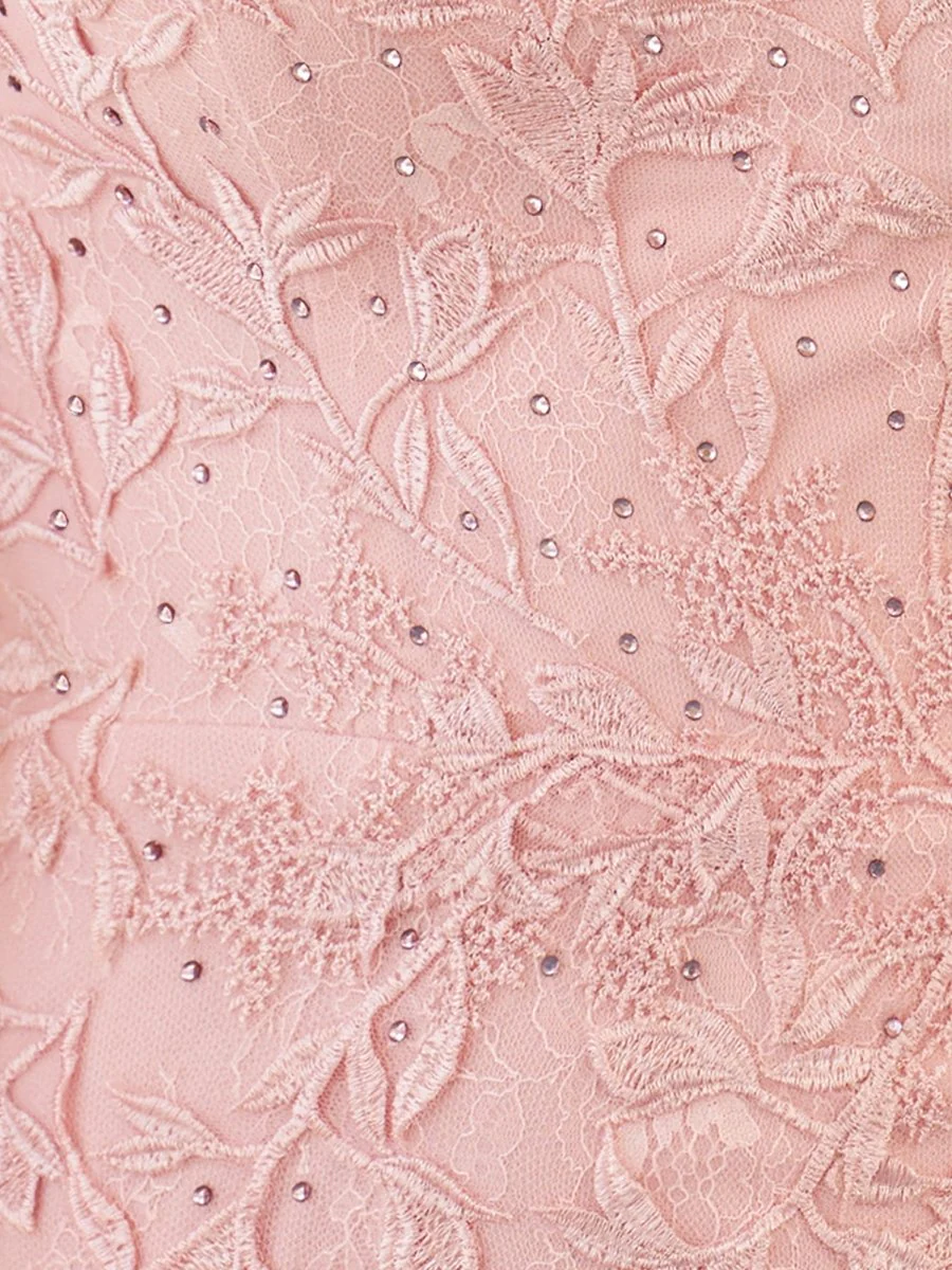 Damaris | Pink Tight Short Lace Homecoming Dress with Appliques