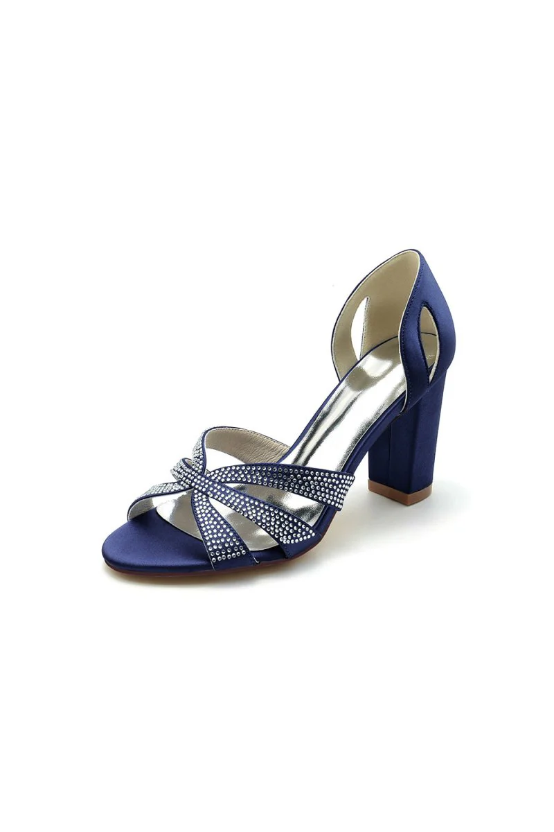 Navy Blue High Heels with Silver Heel