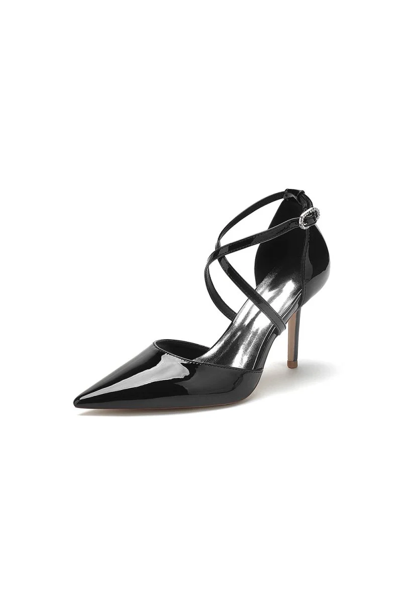 Champagne Patent Leather Wedding Shoes with Straps