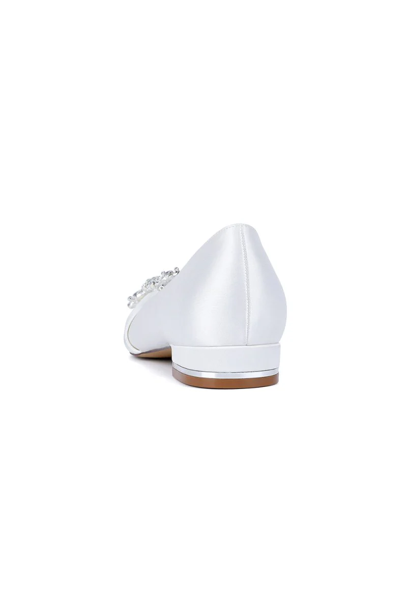 Champagne High Heels with Crystal Flower Embellishment