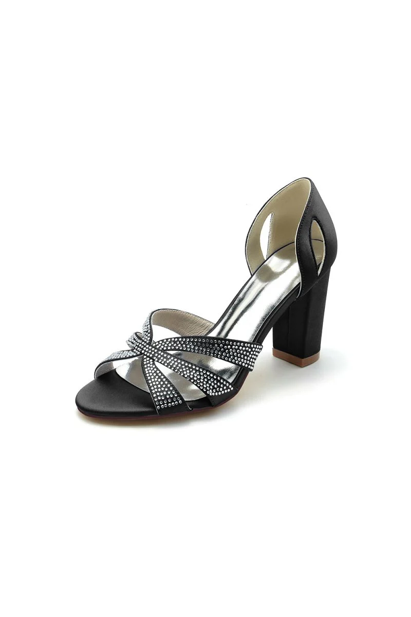 Navy Blue High Heels with Silver Heel