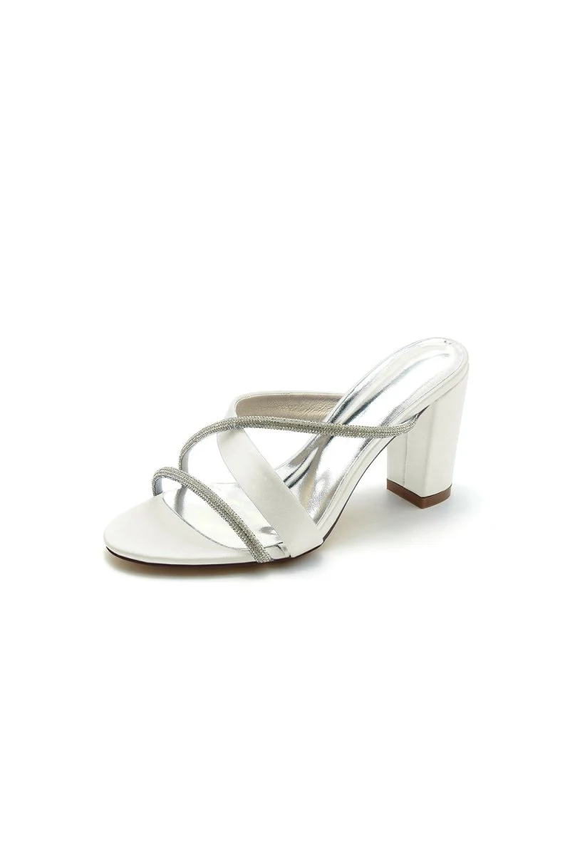 Black Satin High-Heeled Sandals